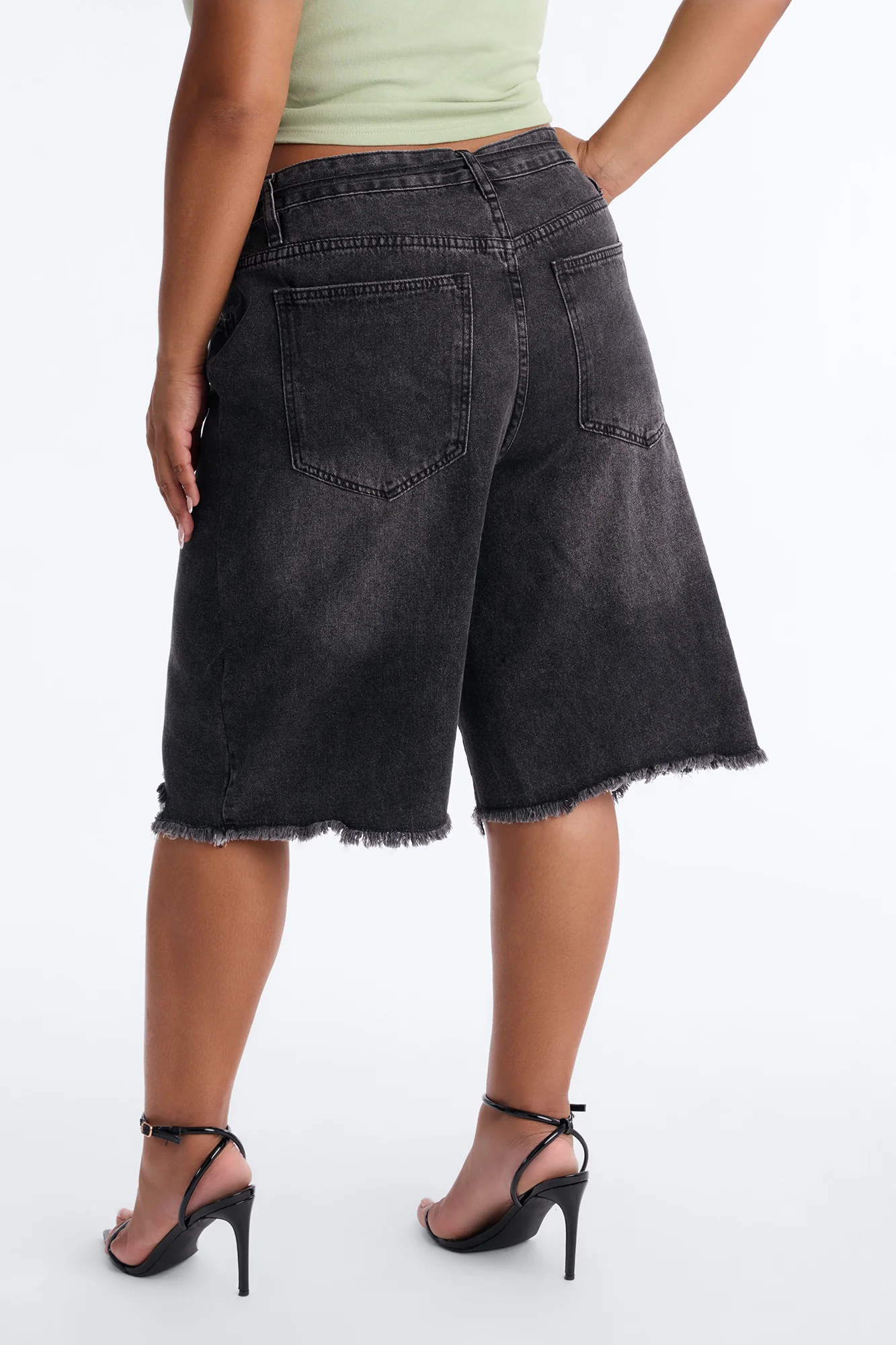 Ludlow Tie Waist Ripped Denim Jorts - Black Wash - Image 8