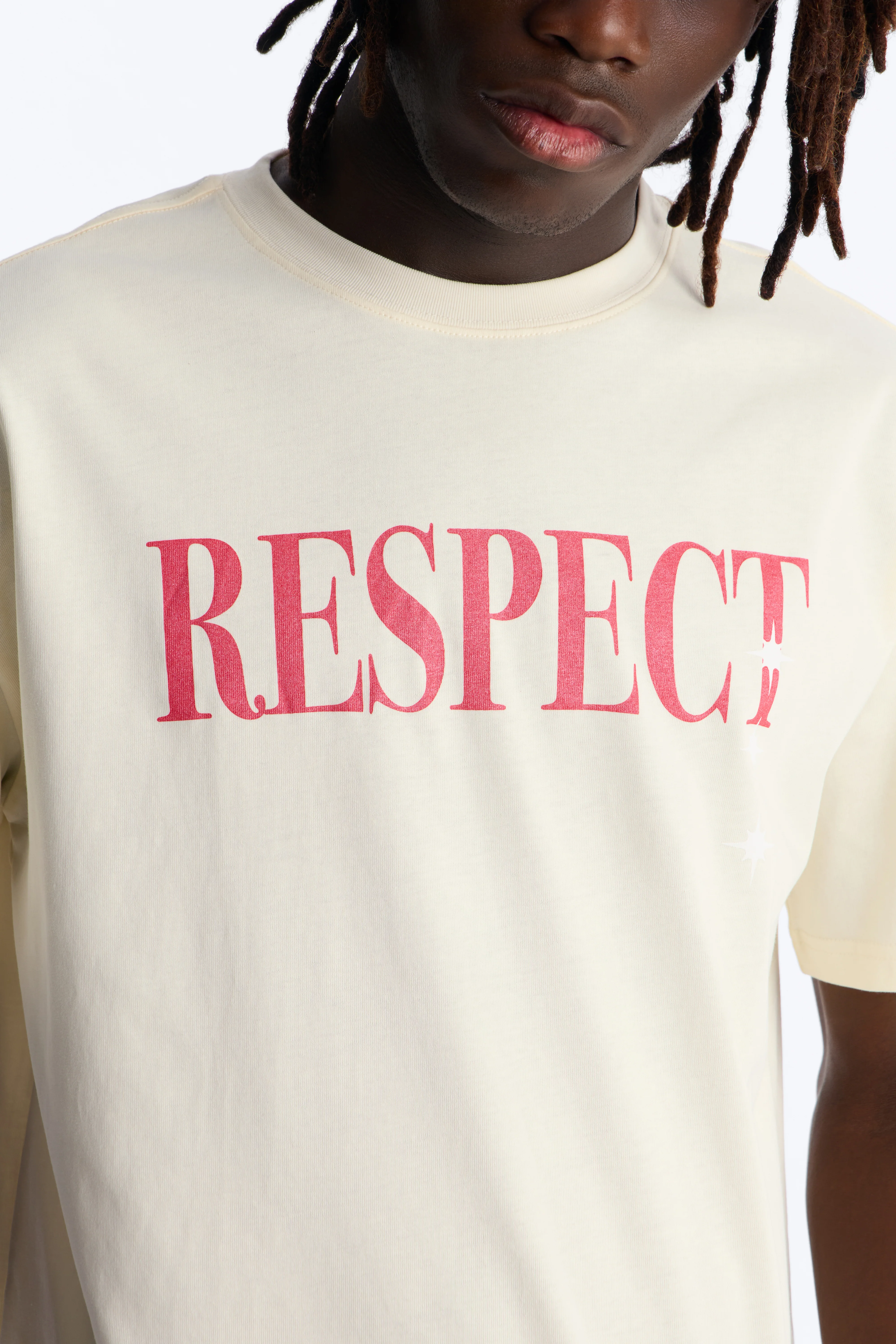 Luke 6:31 Foil Heavy Weight Oversized Short Sleeve Tee - Cream - Image 4