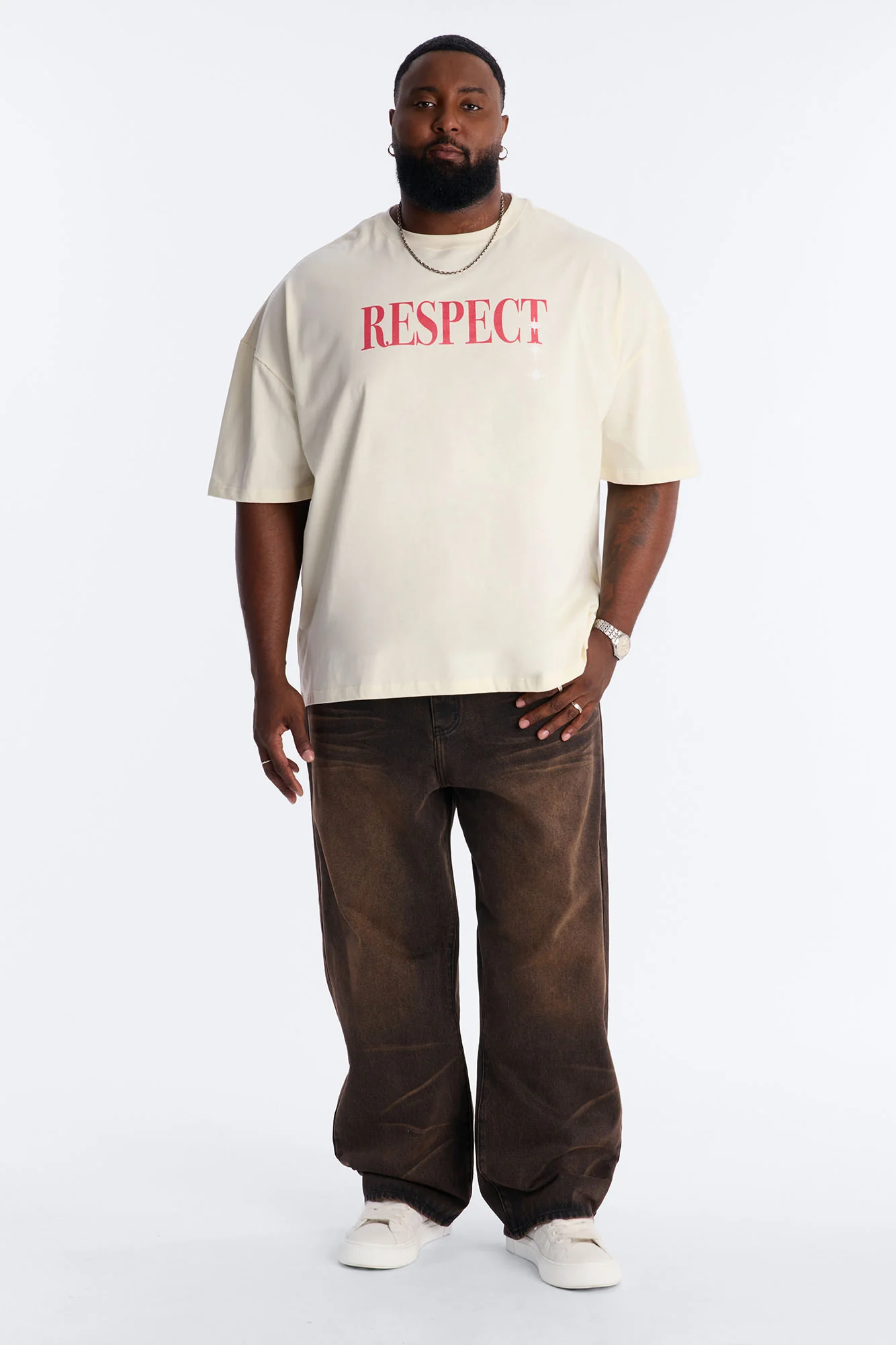 Luke 6:31 Foil Heavy Weight Oversized Short Sleeve Tee - Cream - Image 7