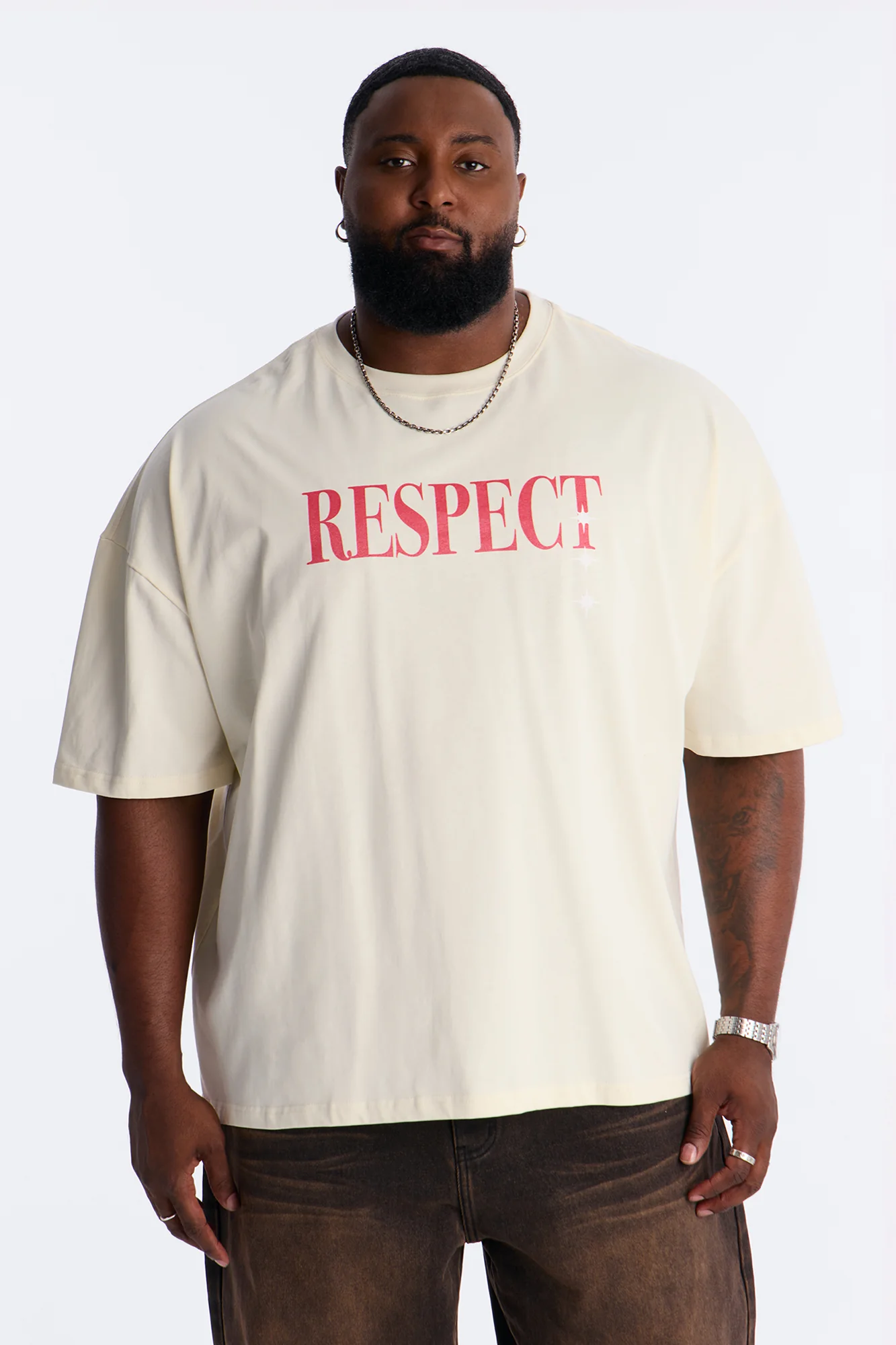 Luke 6:31 Foil Heavy Weight Oversized Short Sleeve Tee - Cream - Image 9