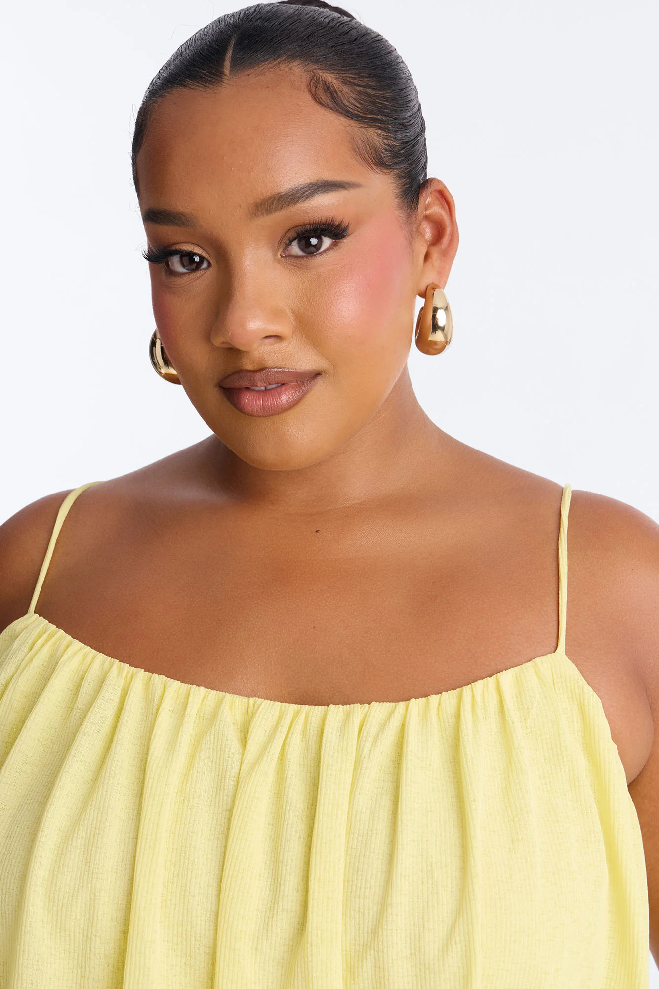 Luna Spaghetti Strap Textured Mini Dress - Yellow - Image 6