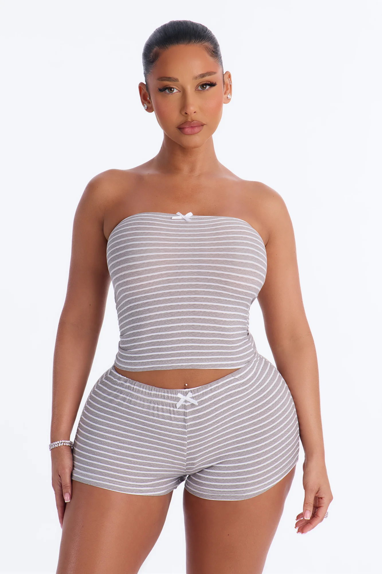 Made Up My Mind 2pc PJ Short Set - Heather Grey