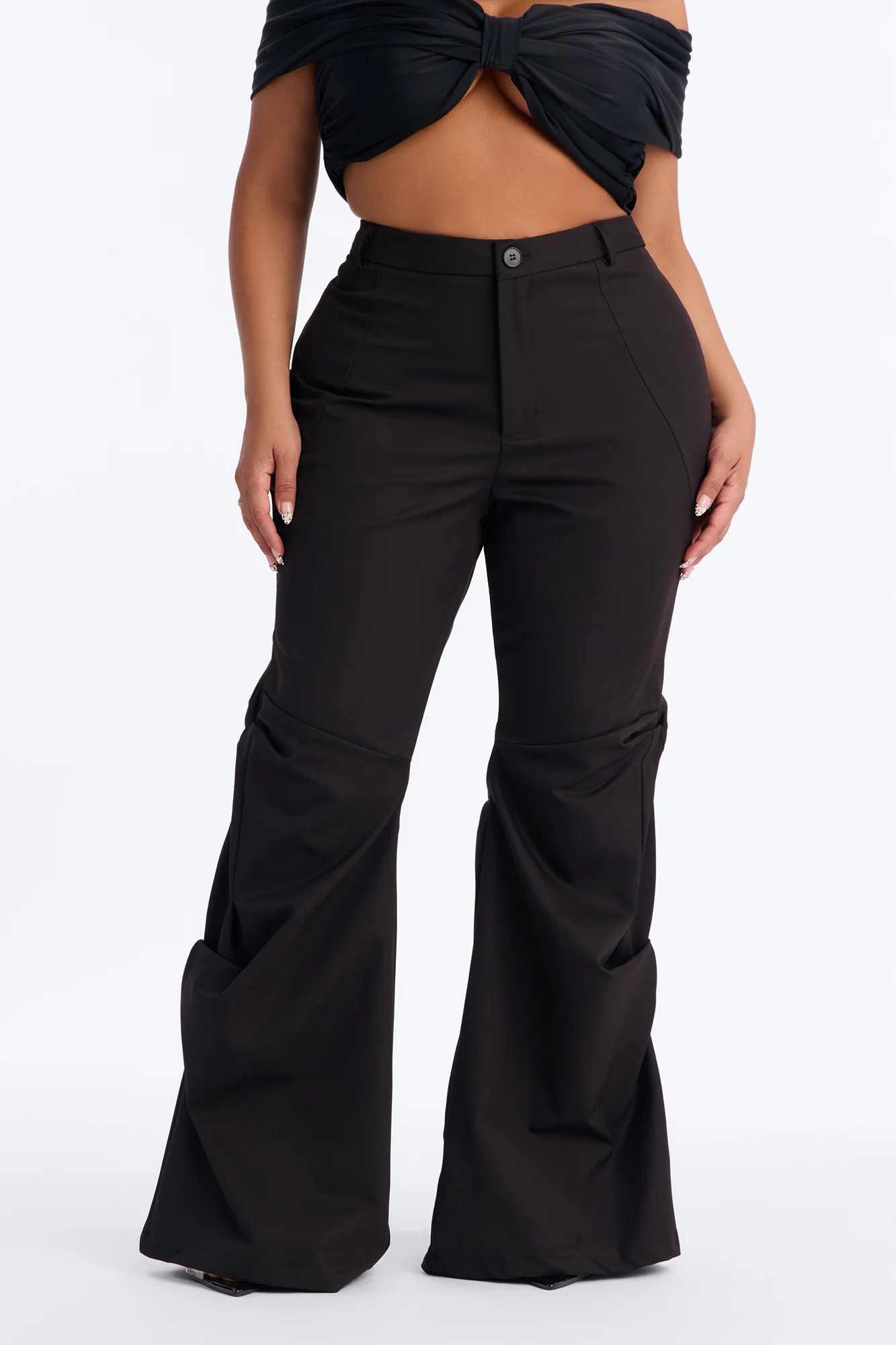 Madison High Rise Stacked Flare Pant - Black