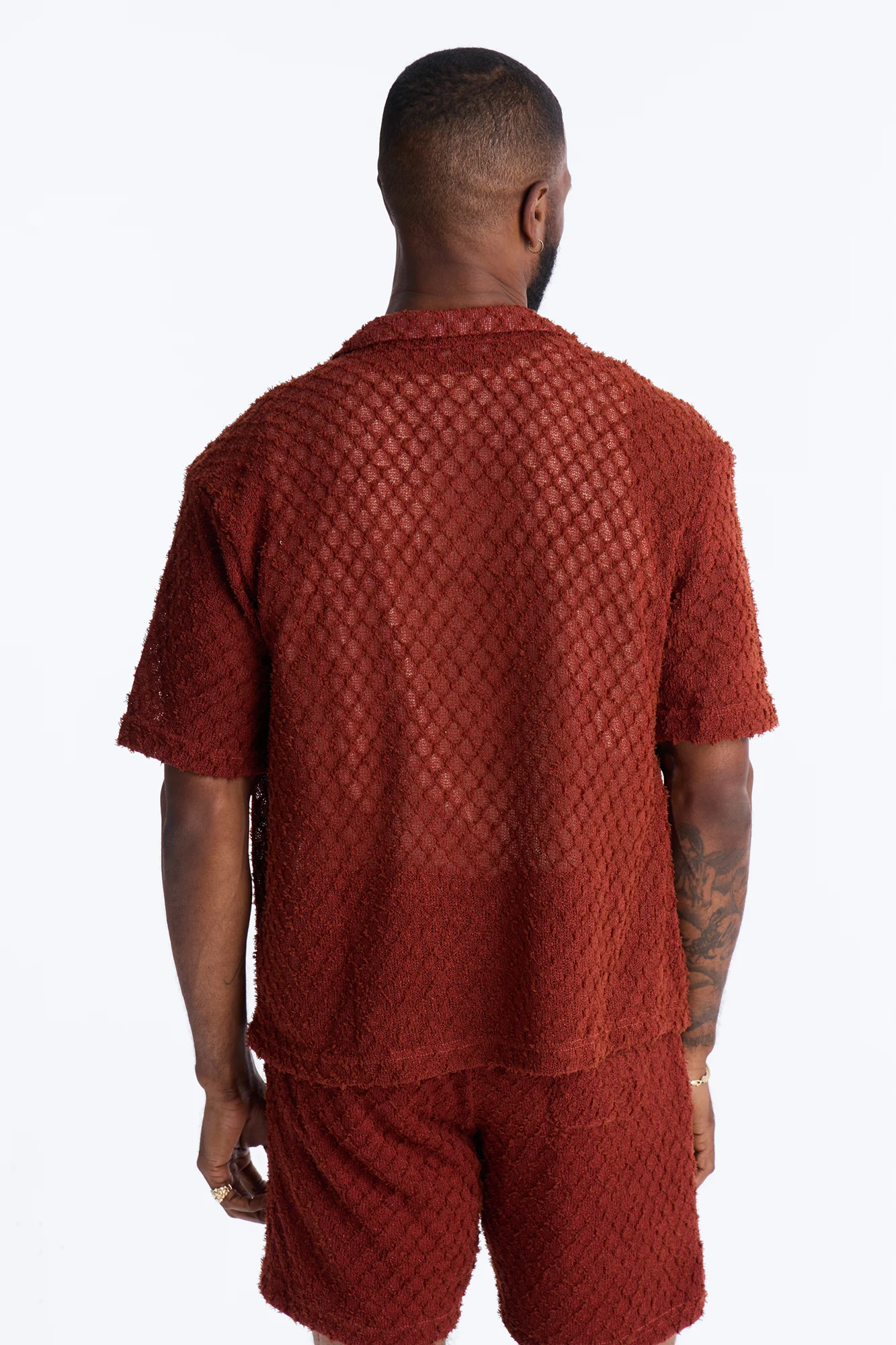 Mahogany Net Full Button Shirt - Brown - Image 4
