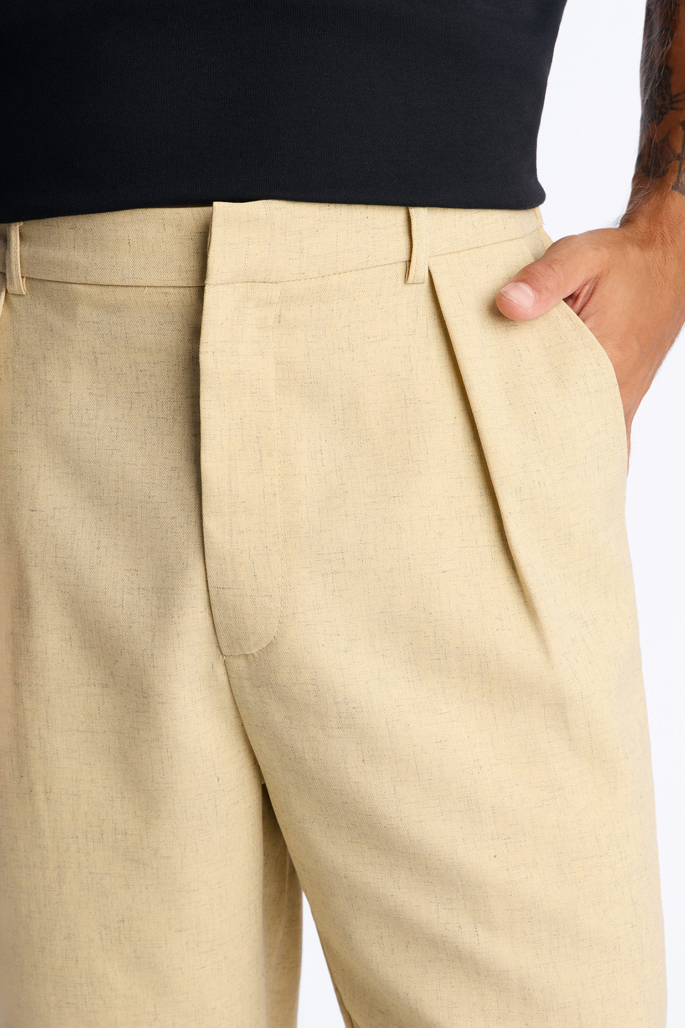 Maison Tailored Textured Straight Pant - Stone - Image 3