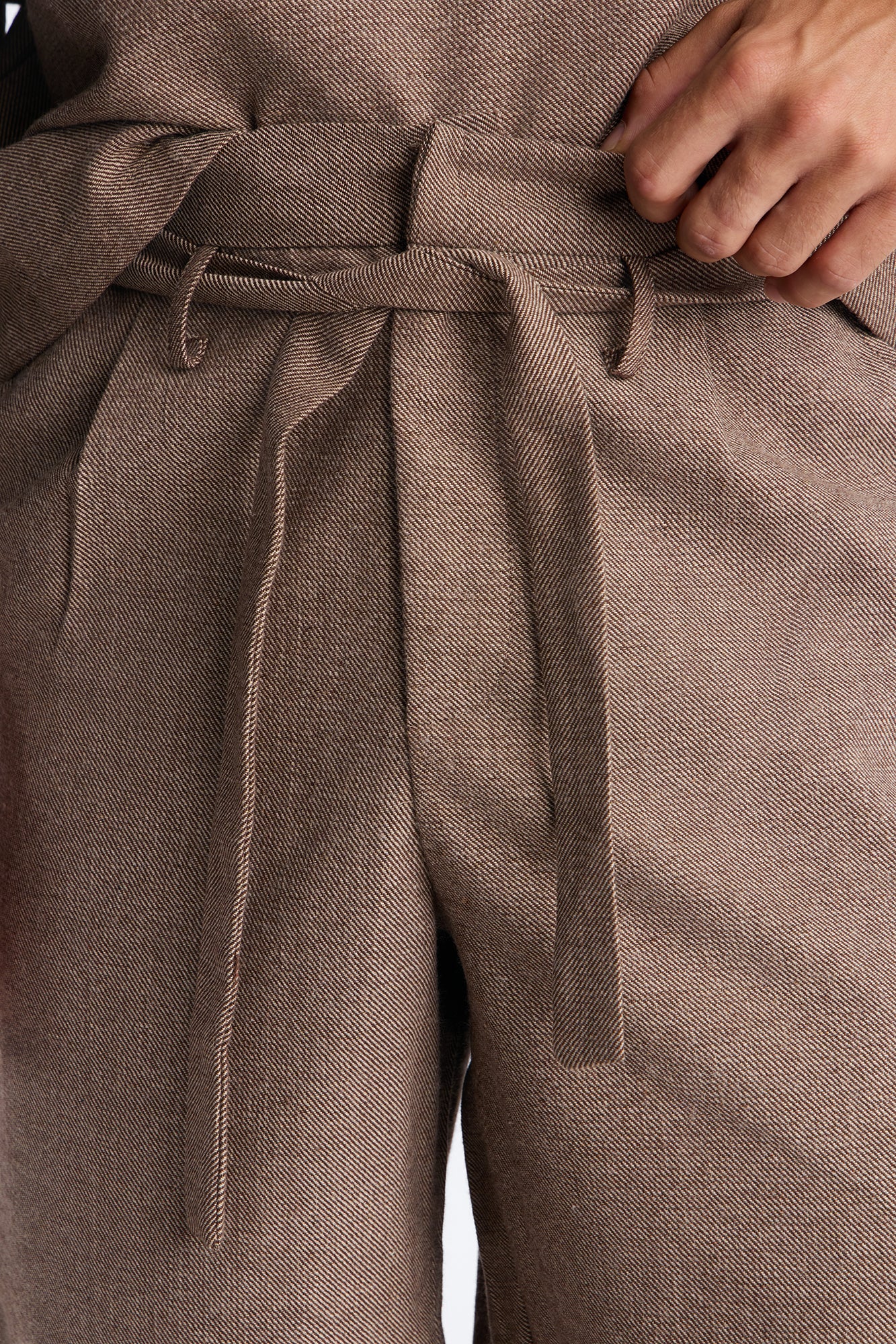 Maison Tailored Textured Wrapped Short - Brown - Image 3