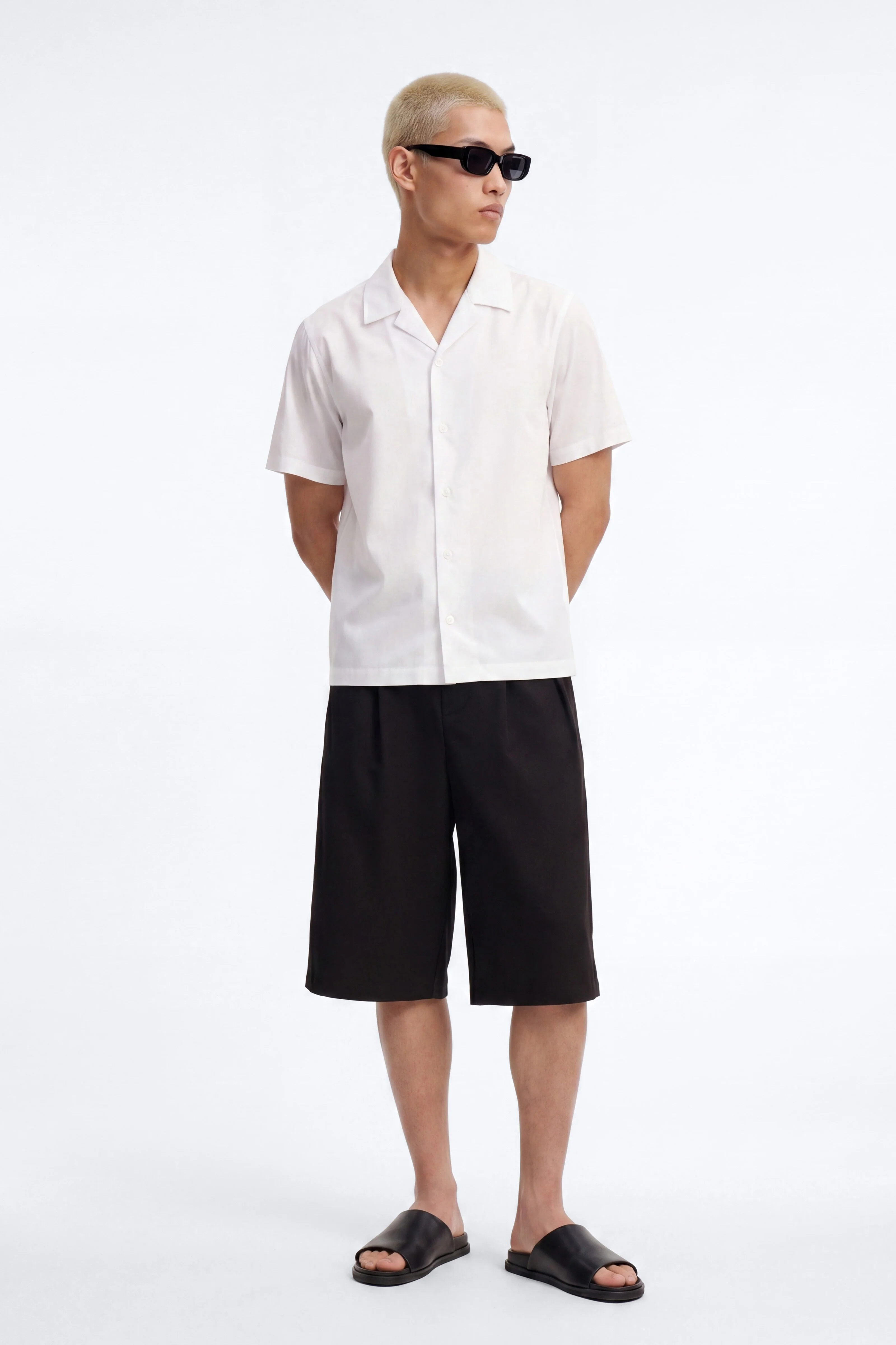 Maison Tailored Wrinkle Free Cuban Collar Shirt - White - Image 2