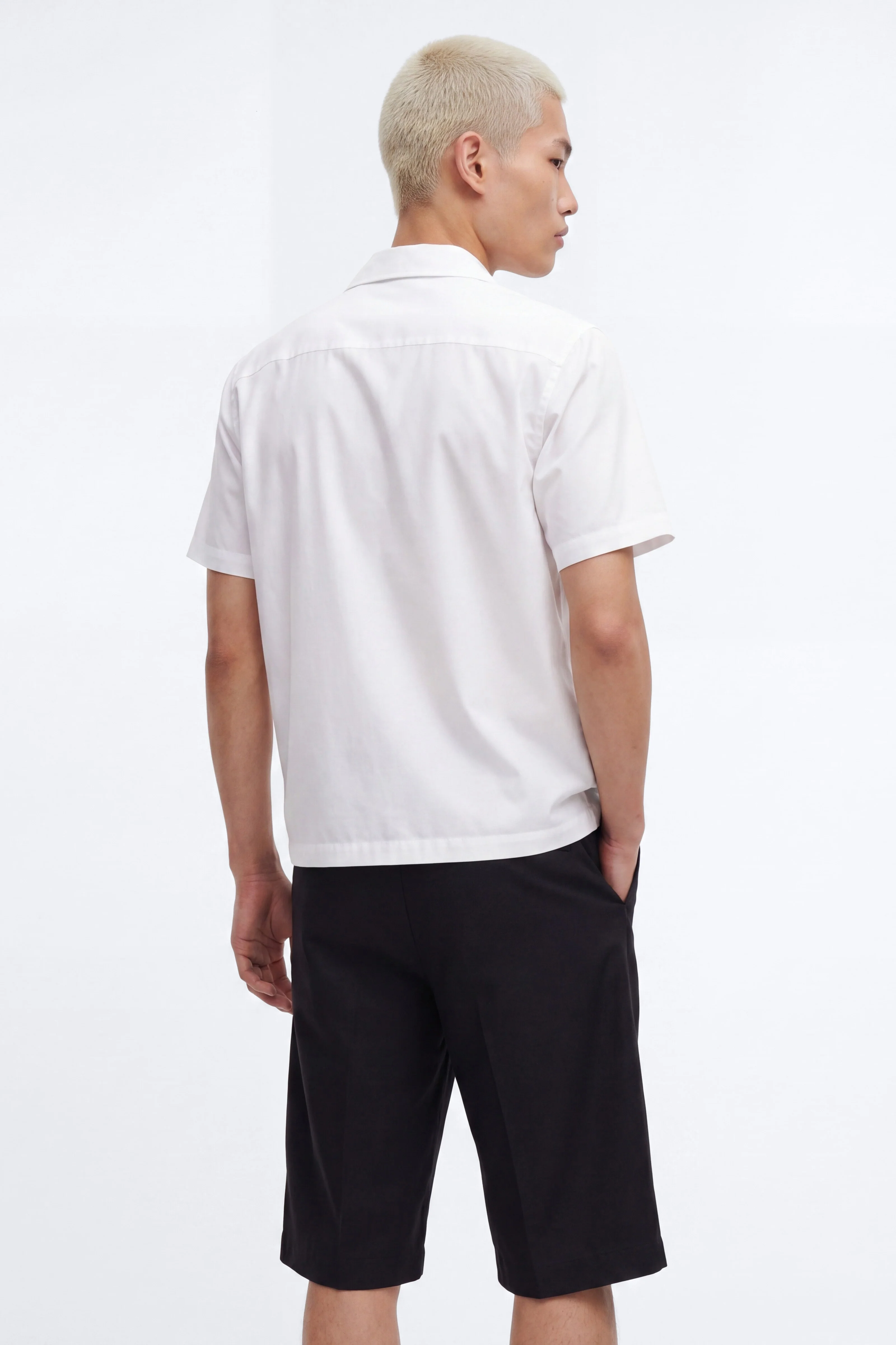 Maison Tailored Wrinkle Free Cuban Collar Shirt - White - Image 4
