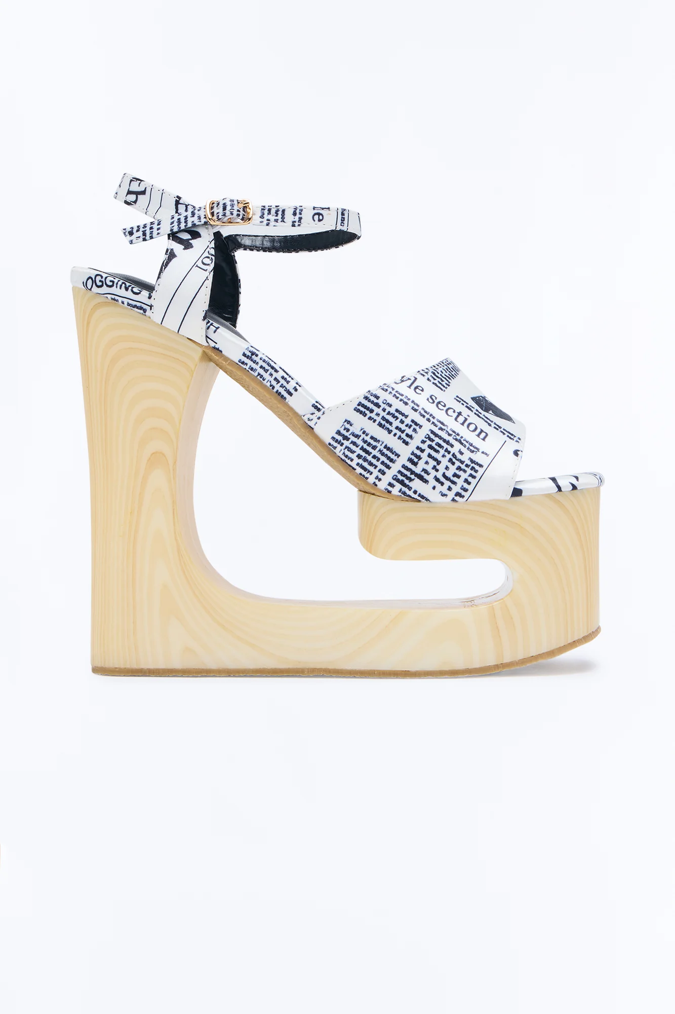 Maisy Novelty Wood Wedges - Black/White - Image 3