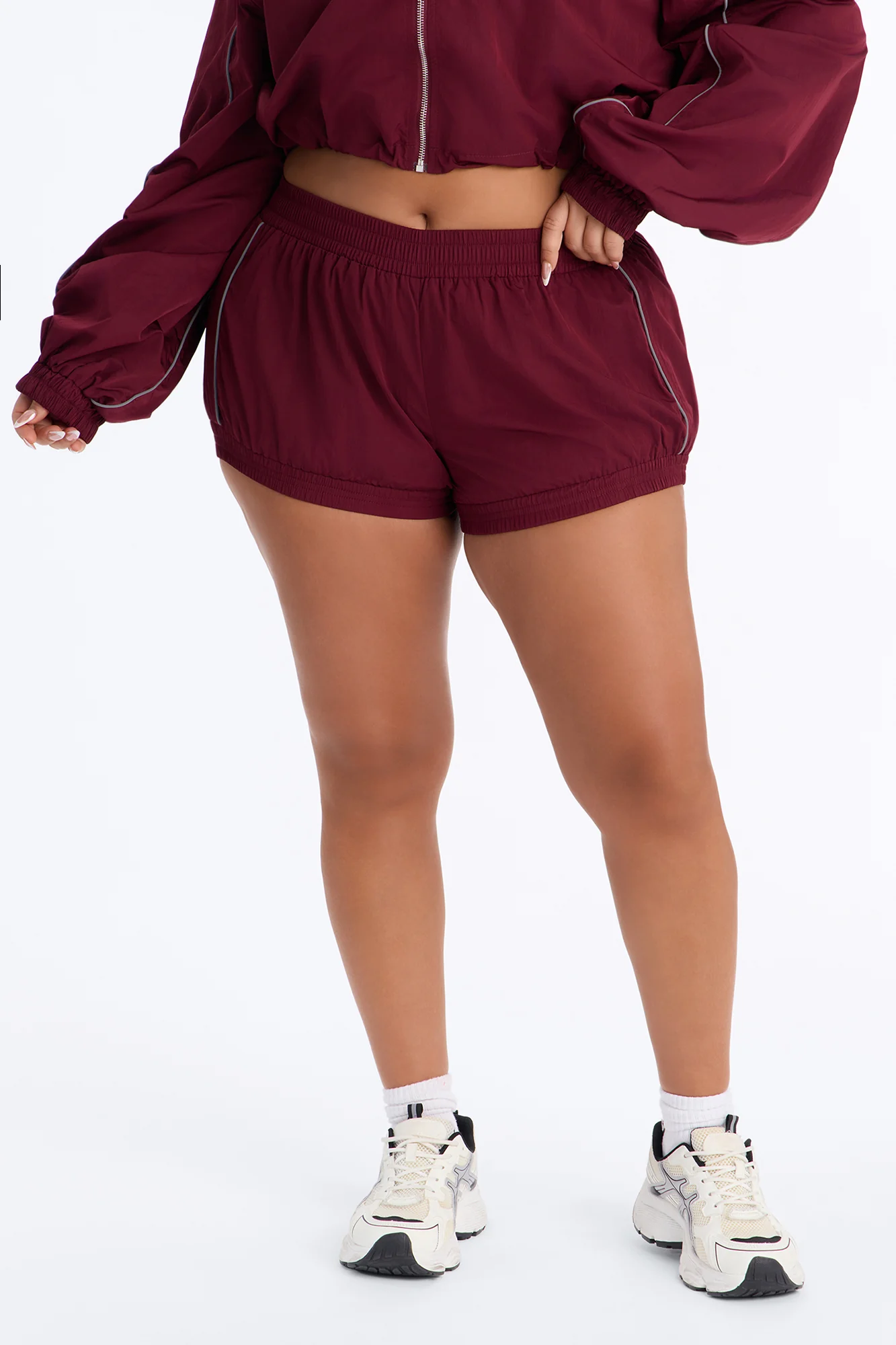 Make A Move Windbreaker Bloomer Shorts - Burgundy - Image 2