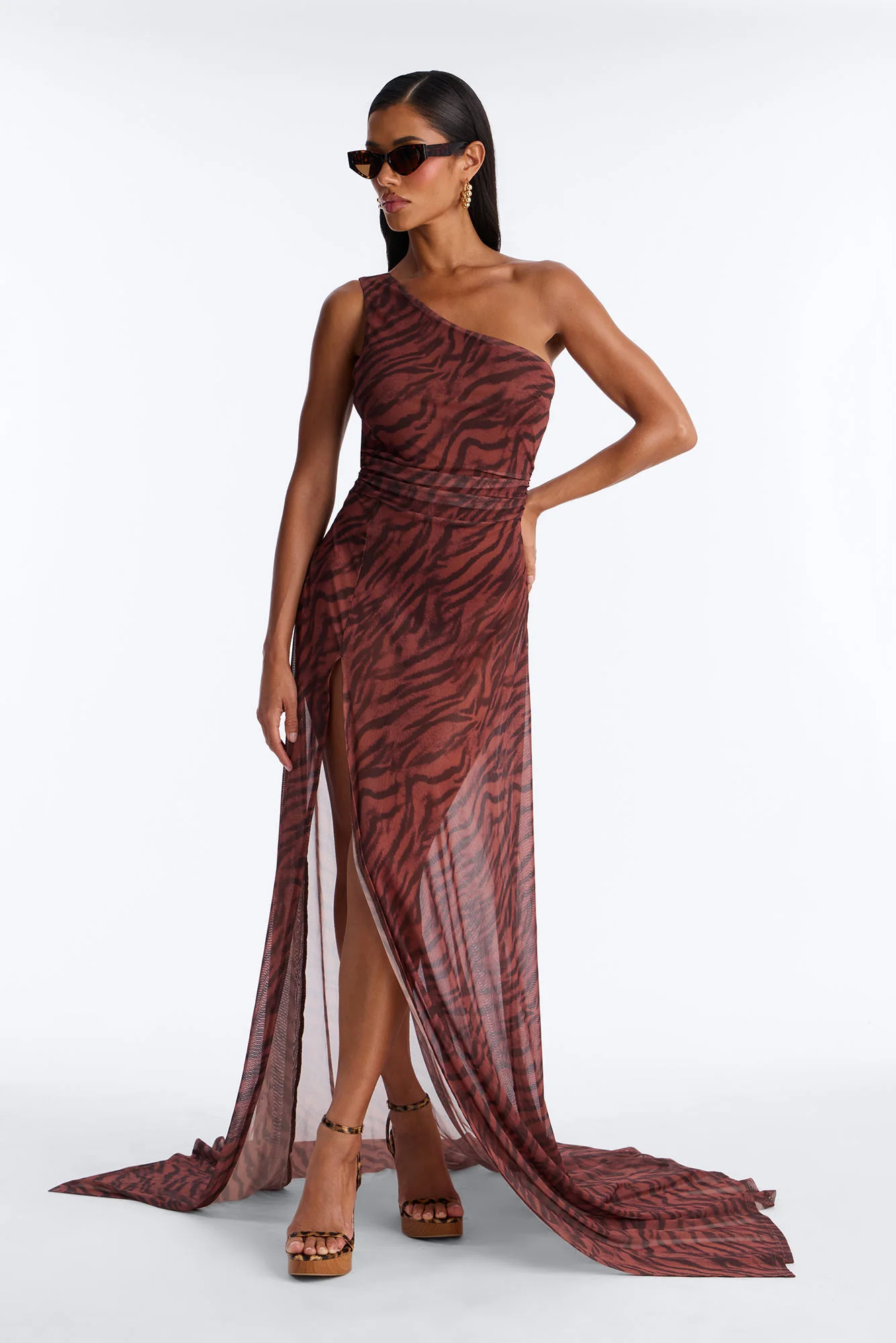 Makena Mesh Maxi Dress - Brown/combo - Image 4