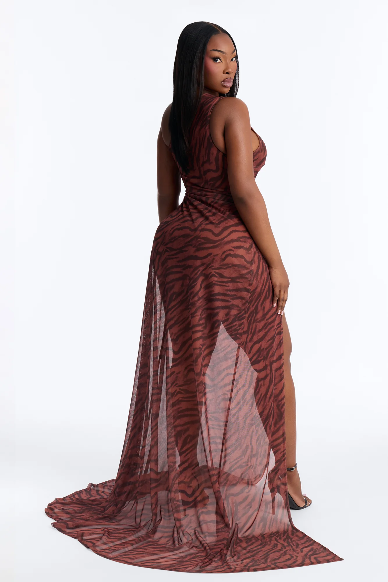 Makena Mesh Maxi Dress - Brown/combo - Image 9