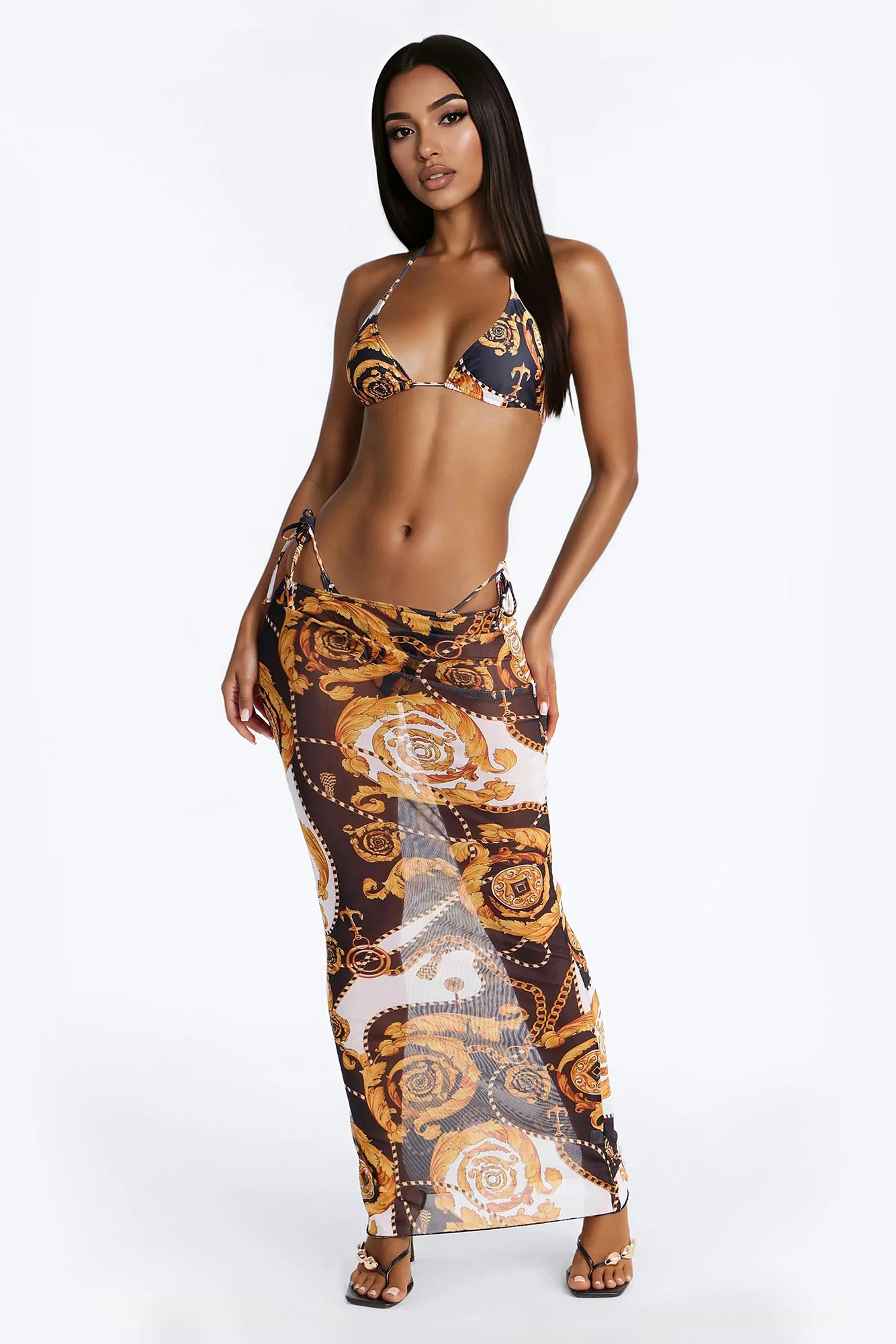 Malibu Moment Bikini And Sarong - Black/combo
