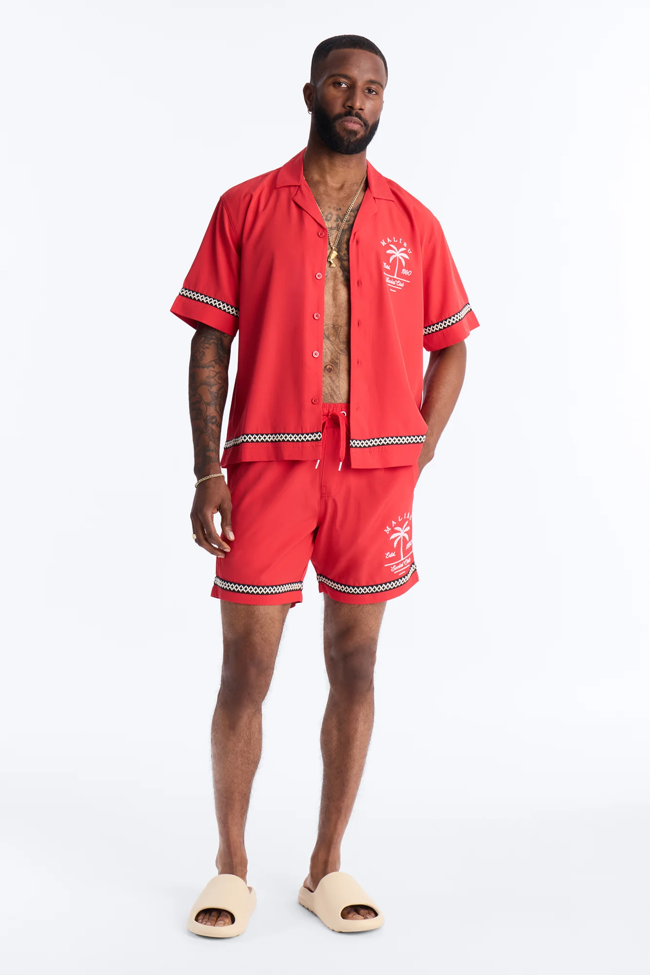 Malibu Social Club Swim Trunk 7″ - Red - Image 2