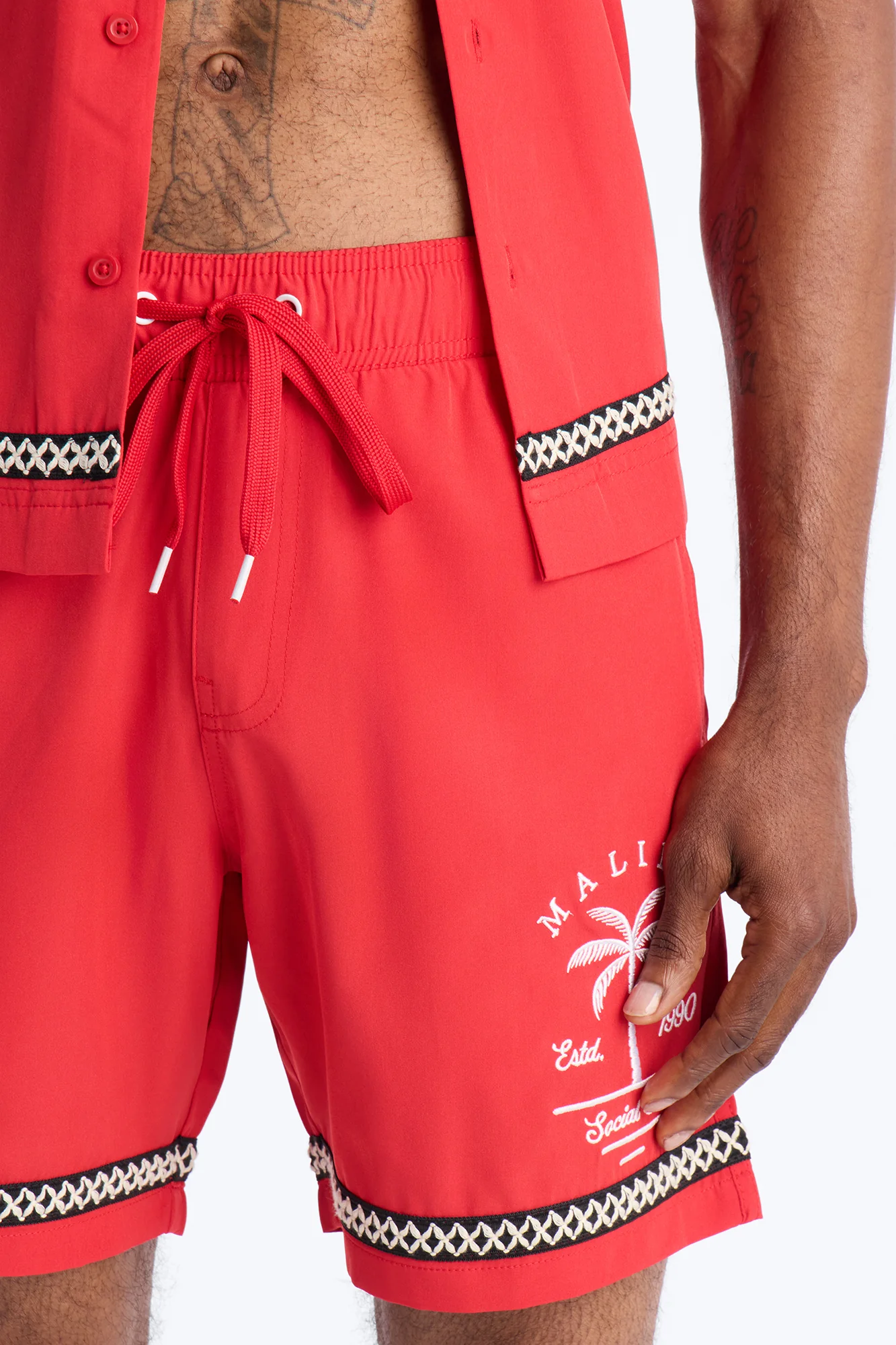 Malibu Social Club Swim Trunk 7″ - Red - Image 3