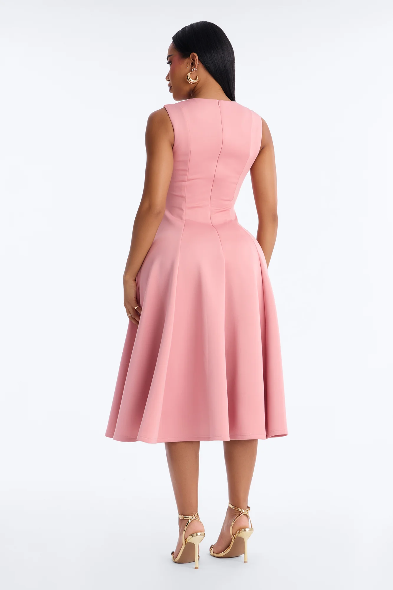 Mallie A Line Midi Dress - Mauve - Image 4