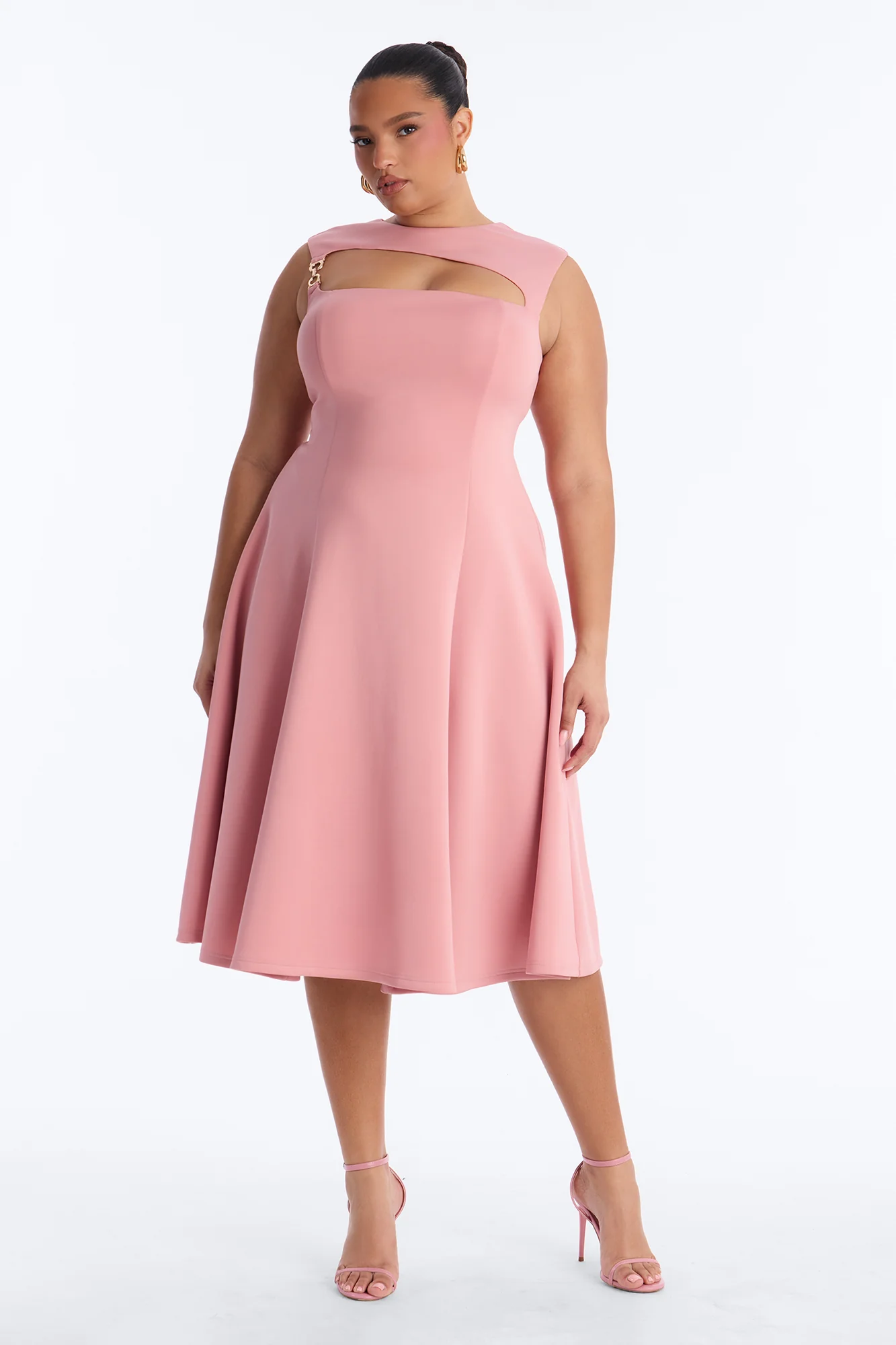 Mallie A Line Midi Dress - Mauve - Image 5