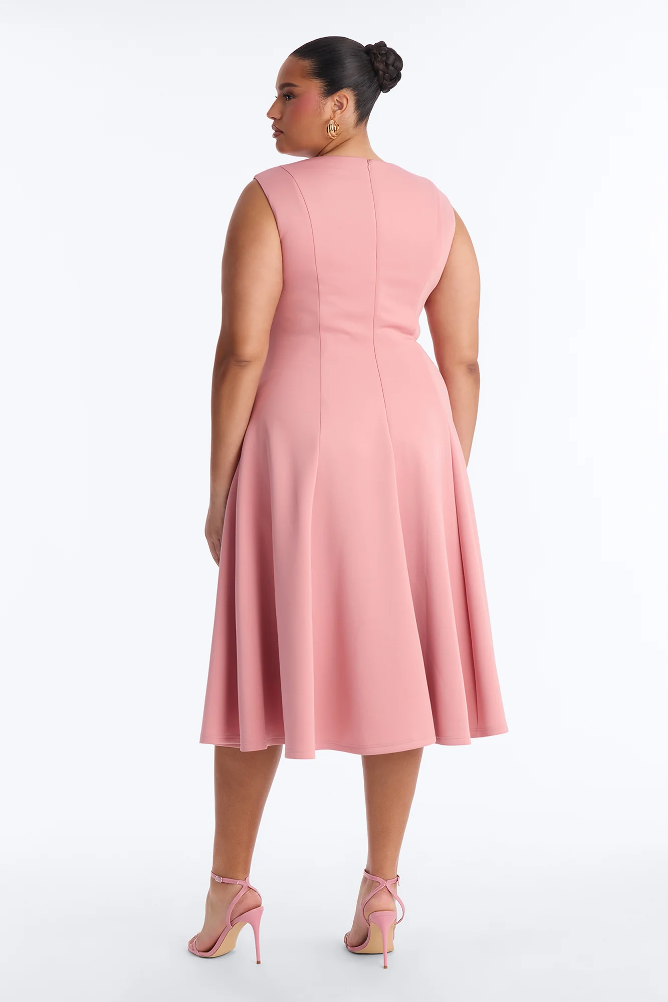 Mallie A Line Midi Dress - Mauve - Image 7