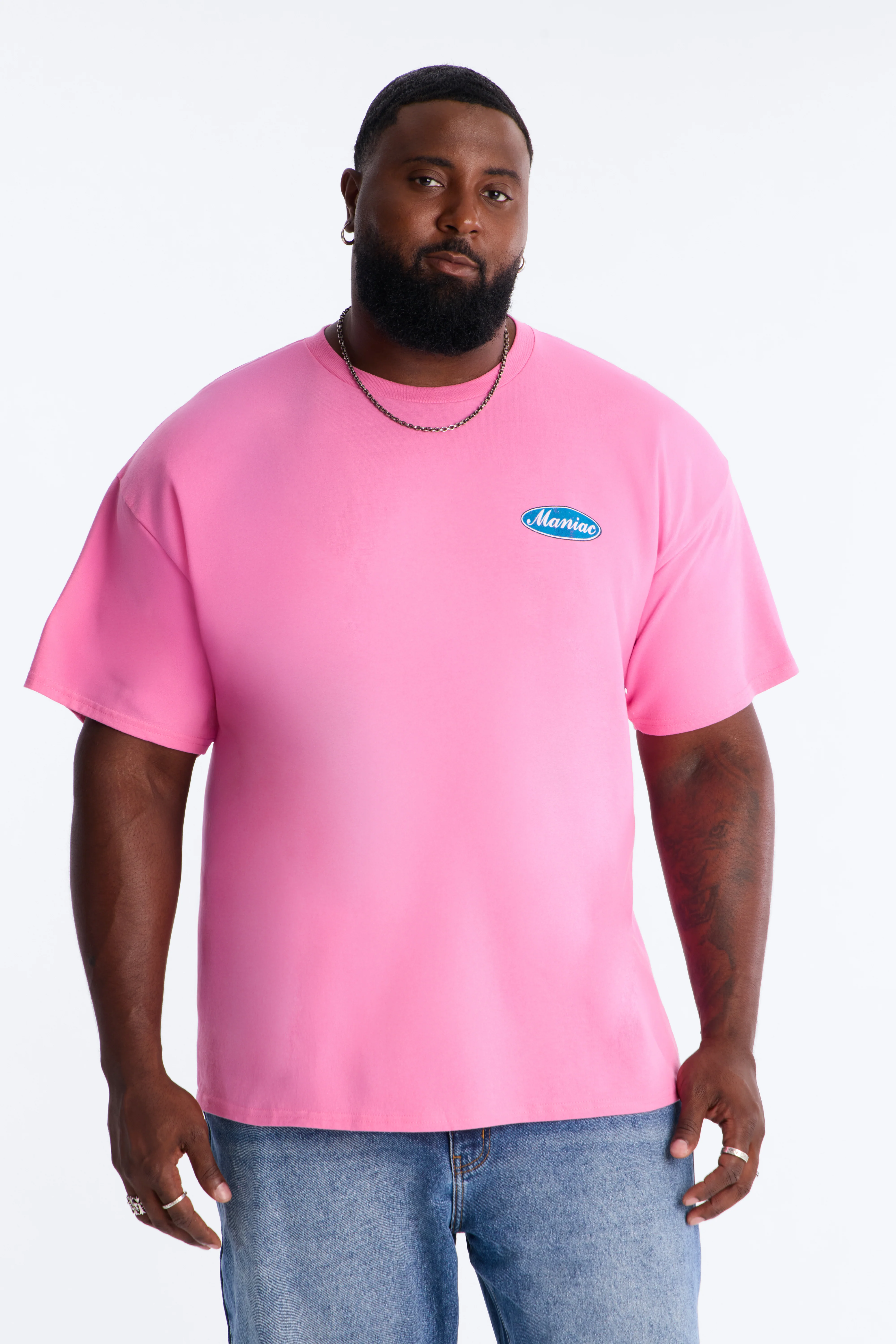 Maniac Panther Oversized Short Sleeve Tee - Pink - Image 5