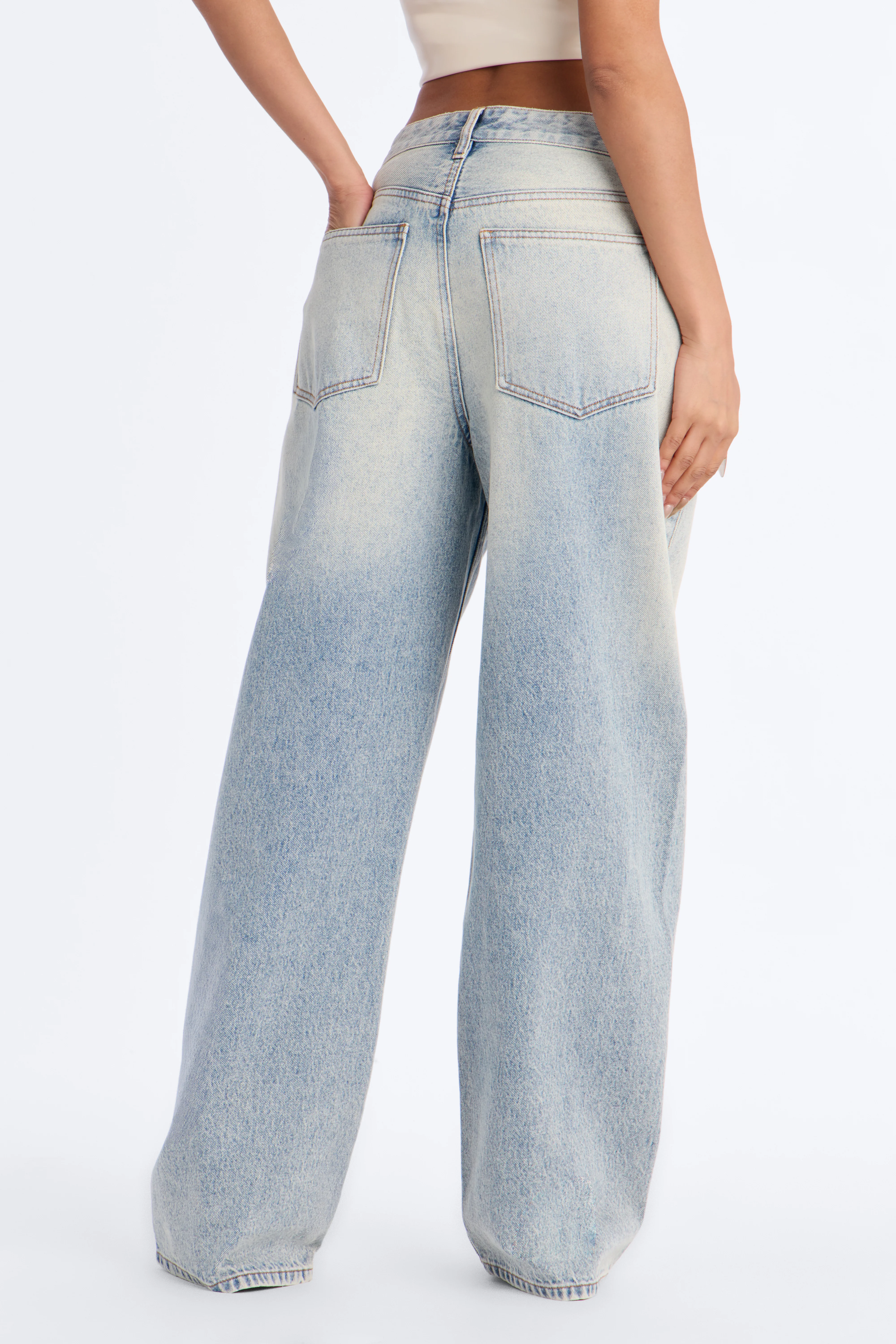 Mara Ripped Tinted Straight Leg Jeans - Light Wash - Image 8
