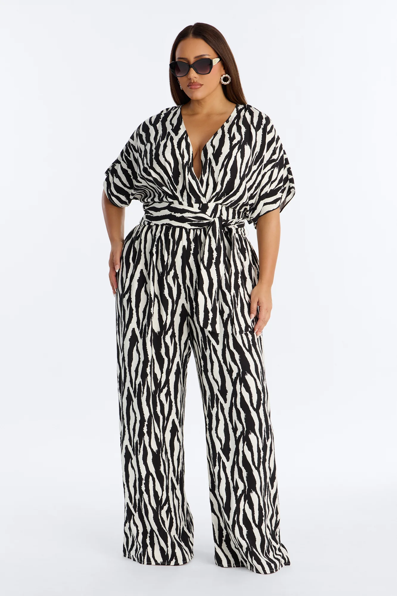 Mara Tie Waist Jumpsuit - Black - Image 5