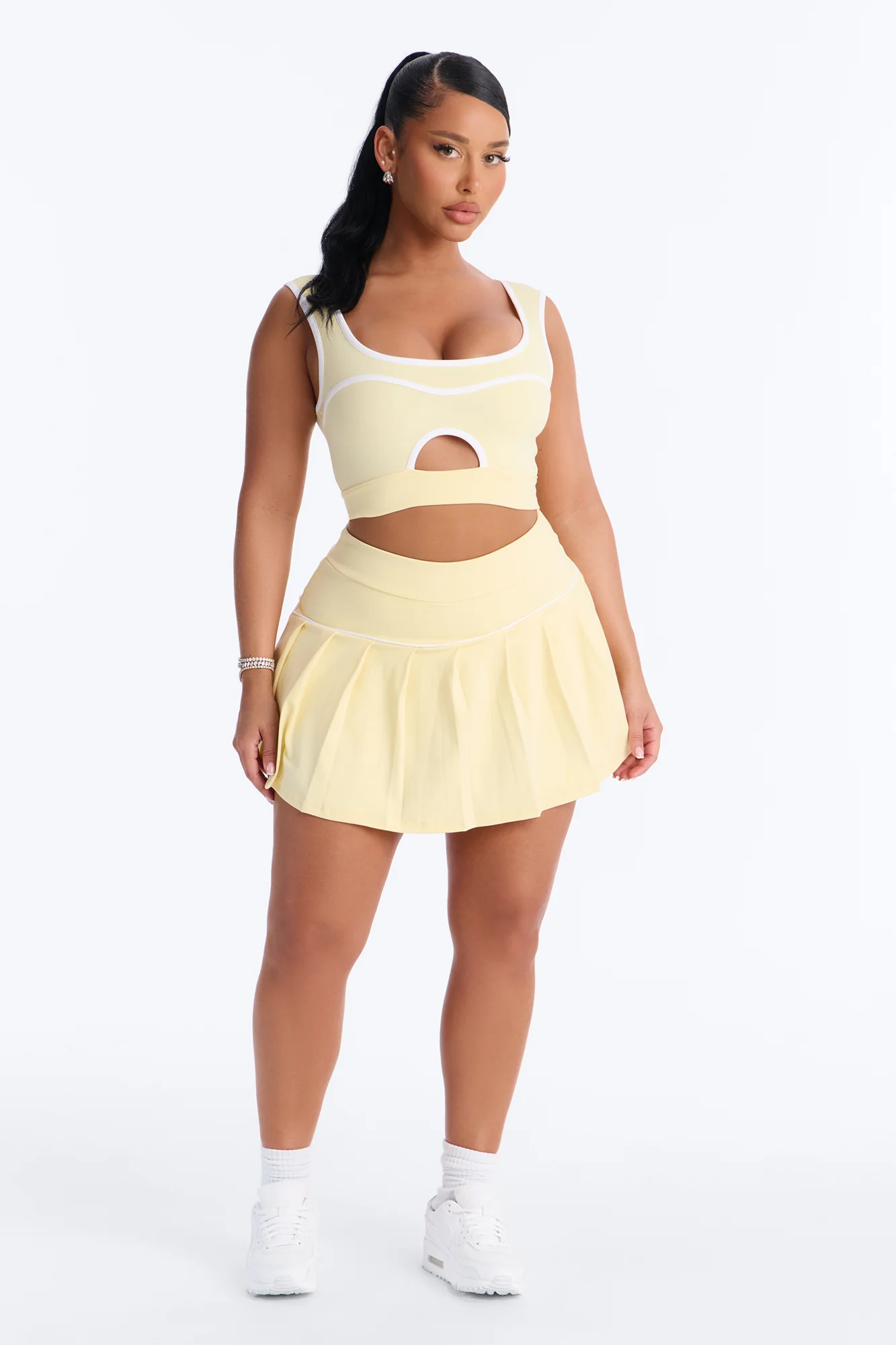 Marcy Pleated Mini Skirt Set - Butter Yellow