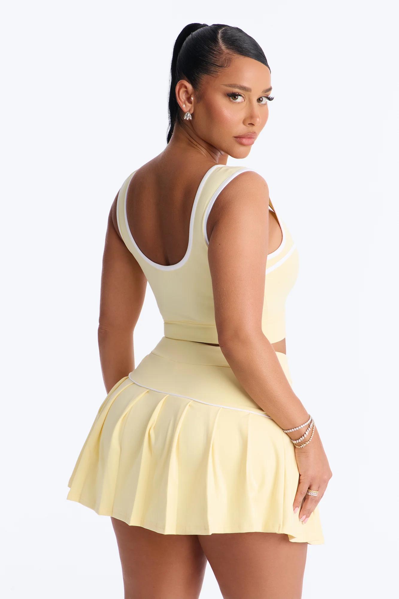 Marcy Pleated Mini Skirt Set - Butter Yellow - Image 4