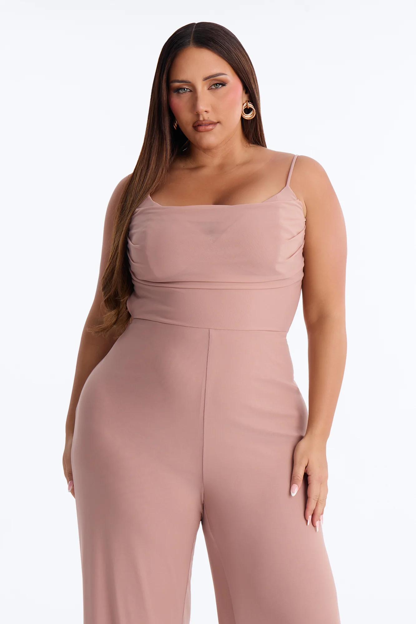 Maria Mesh Wide Leg Jumpsuit - Taupe - Image 5
