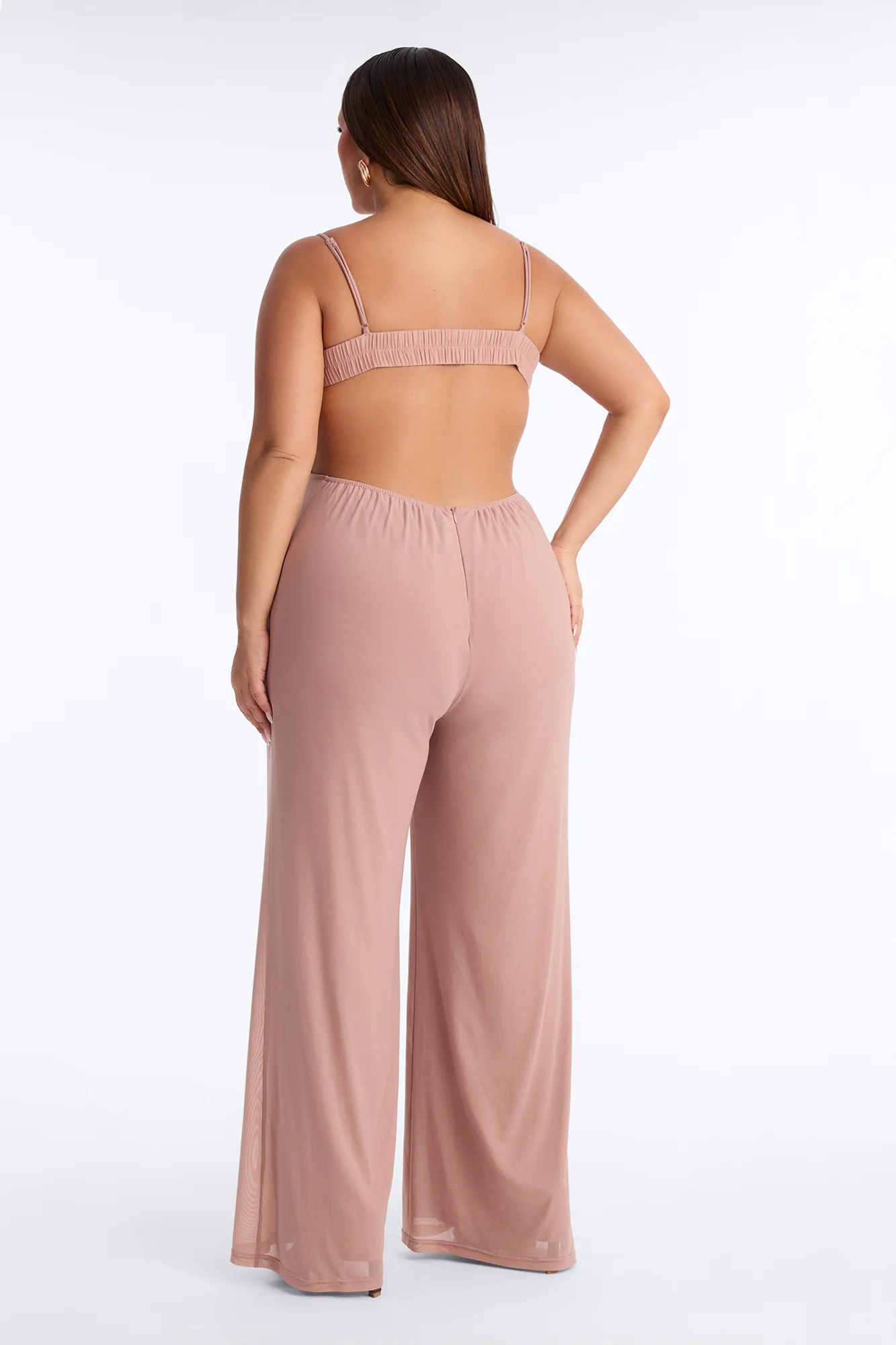 Maria Mesh Wide Leg Jumpsuit - Taupe - Image 7