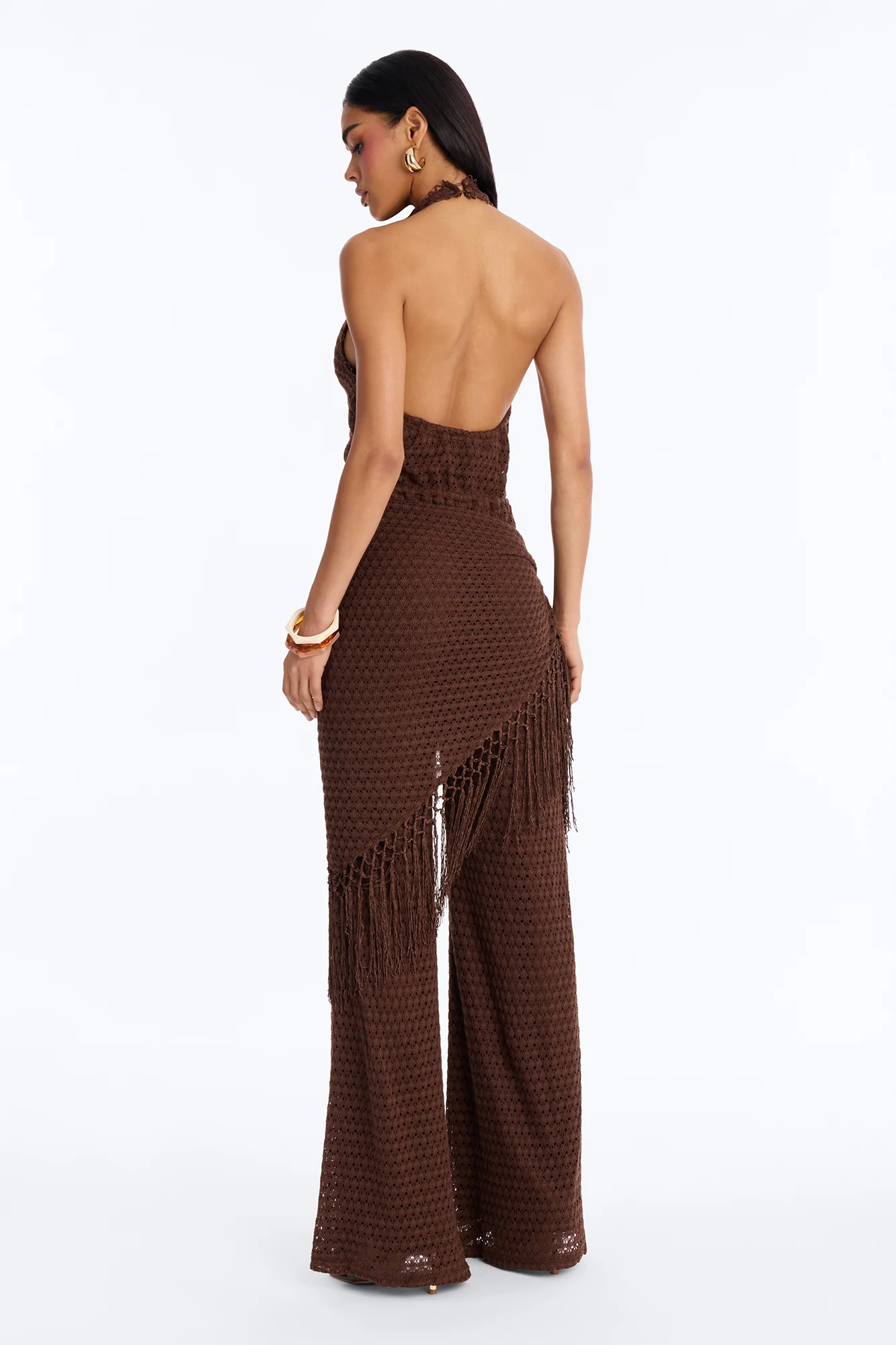 Mariah Jumpsuit And Tie Waist Scarf Set - Chocolate - Image 3