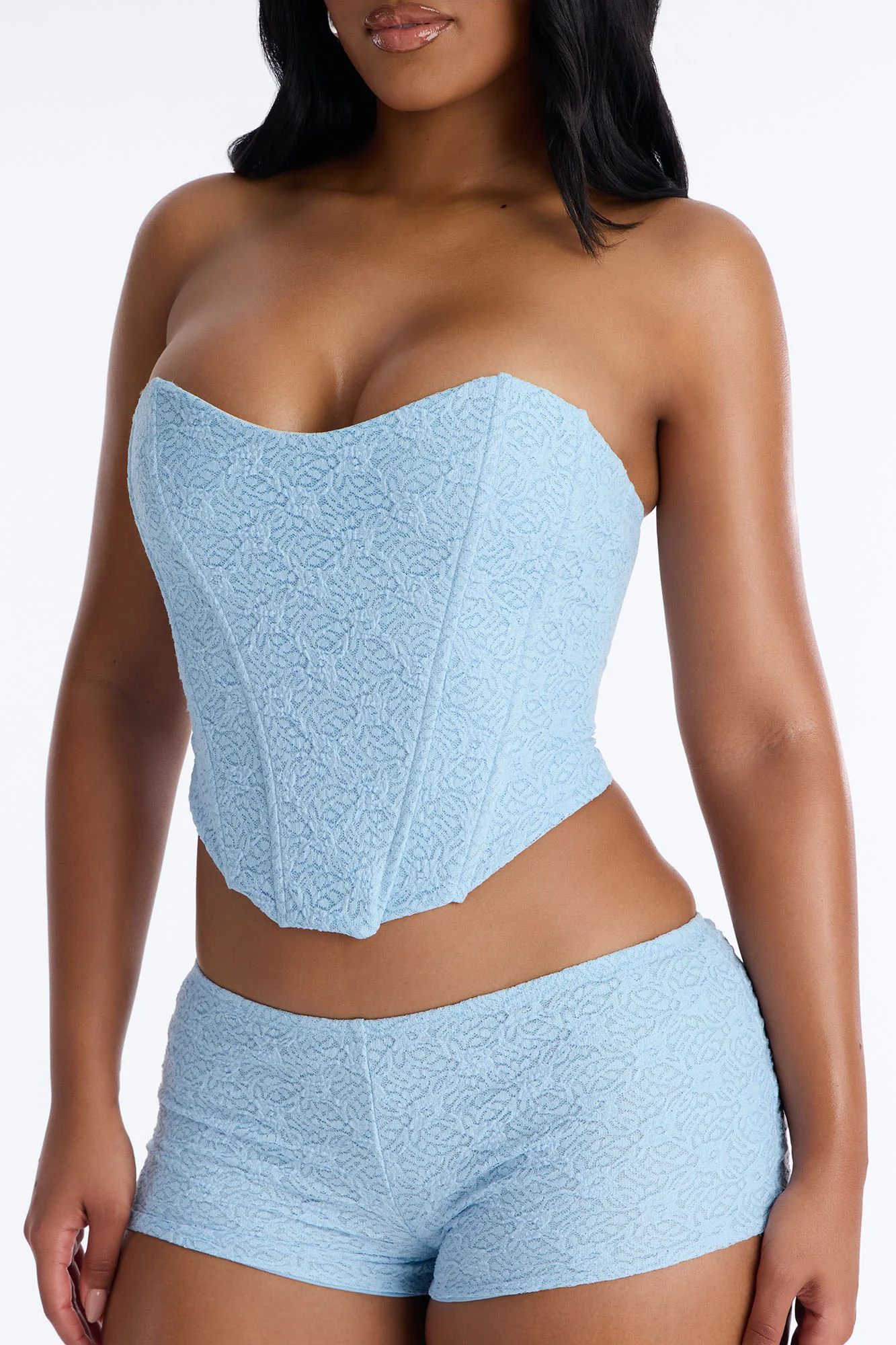 Maribel Lace Short Set - Light Blue - Image 3