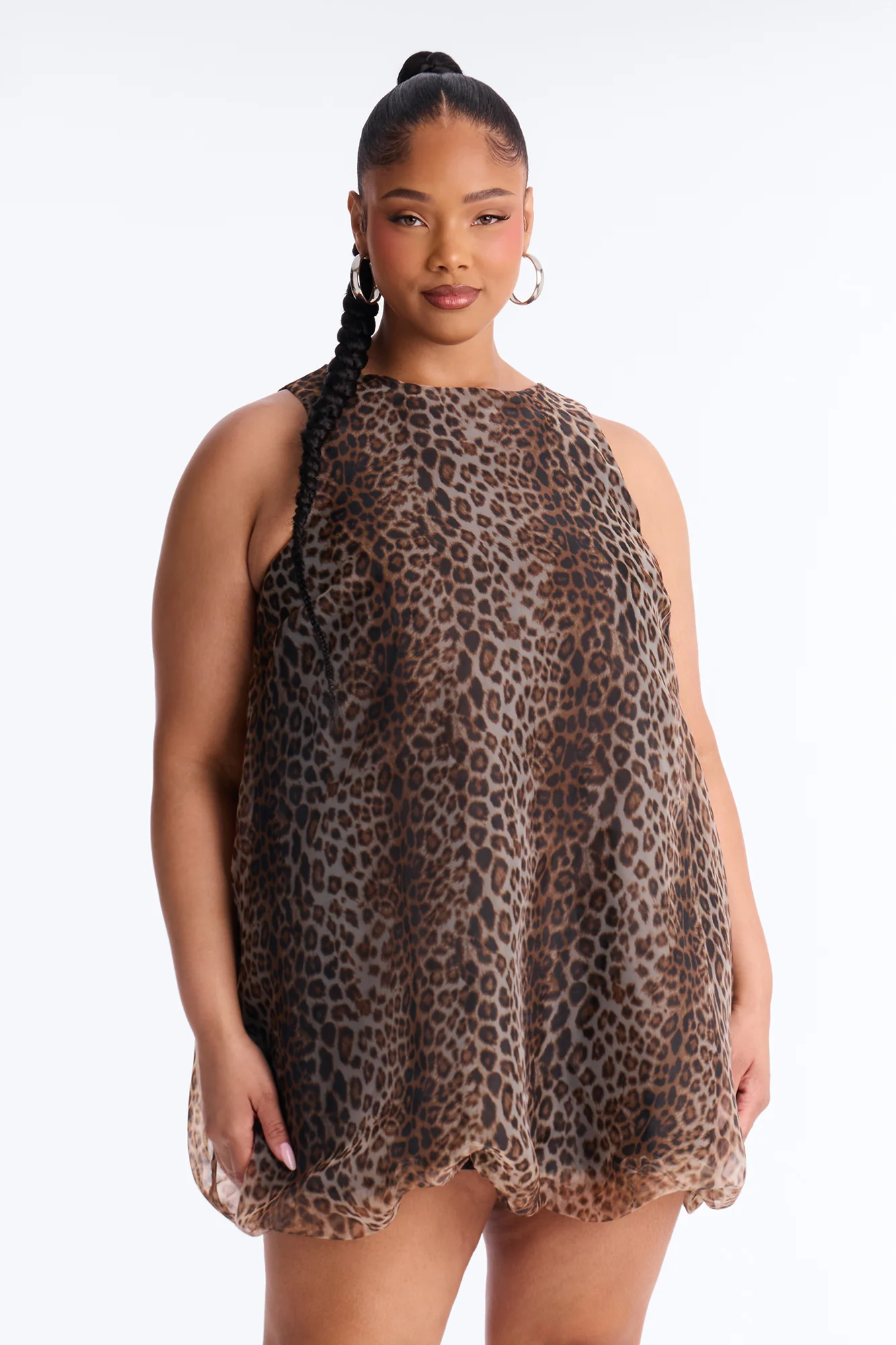 Maribel Lace Up Chiffon Mini Dress - Leopard - Image 8