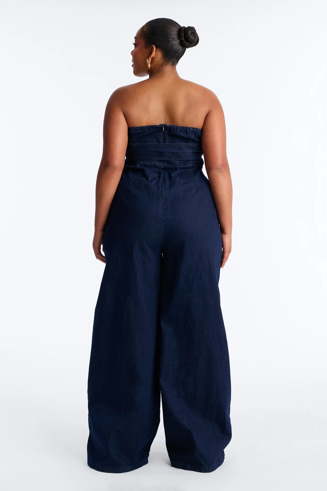 Marie Denim Belted Jumpsuit - Dark Wash - Image 8