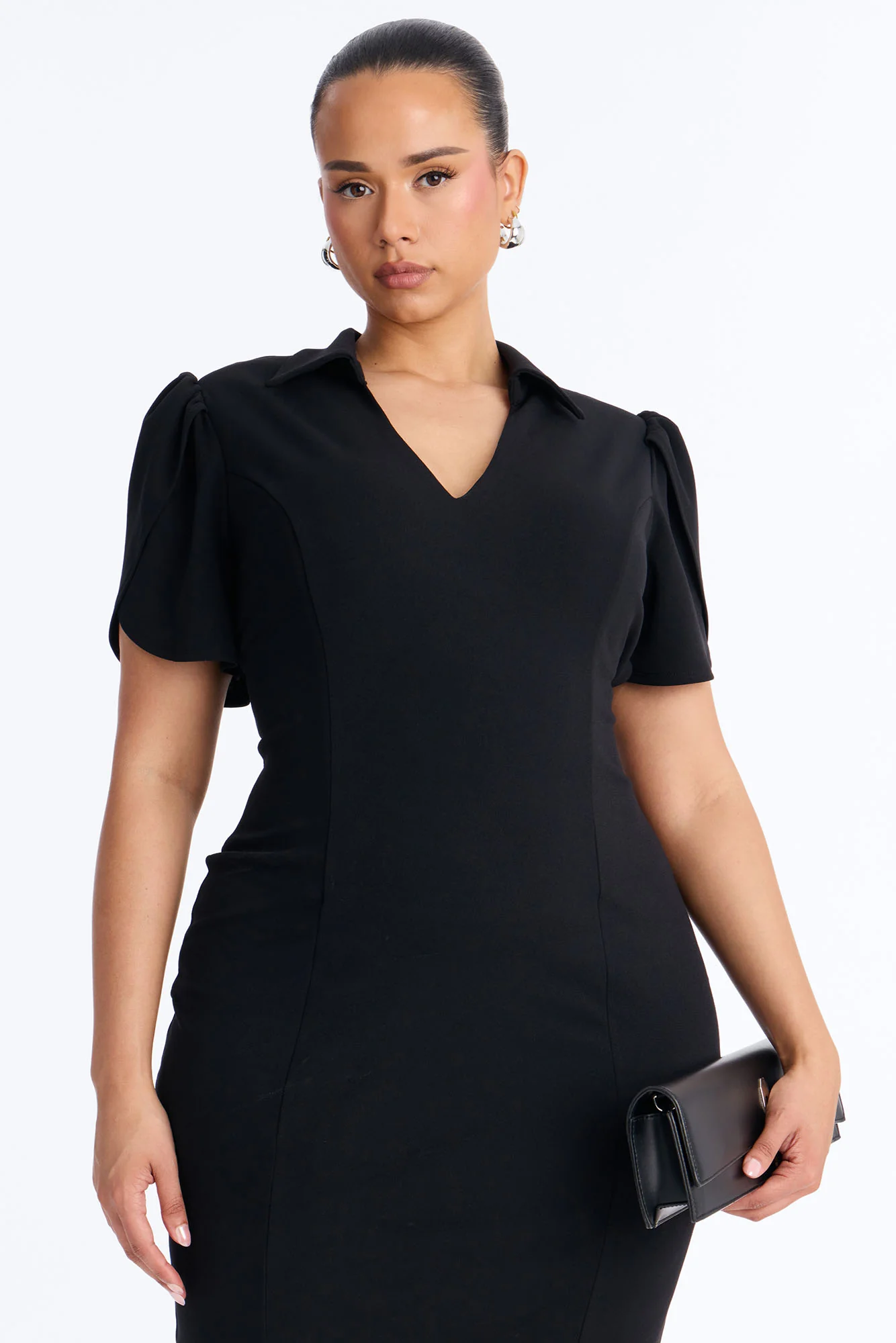 Marina Bow Midi Dress - Black/White - Image 6