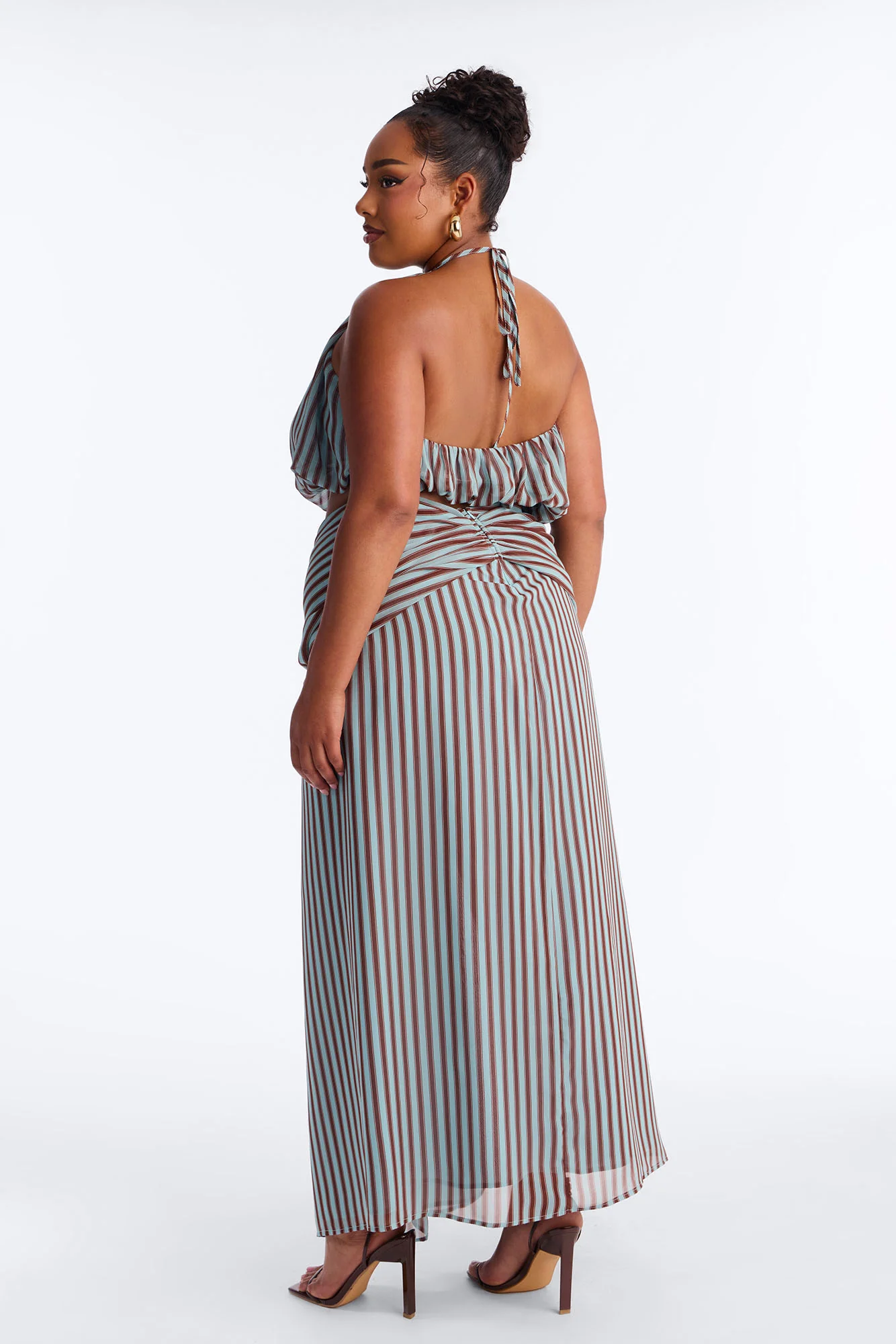 Marina Halter Striped Skirt Set - Brown/combo - Image 7