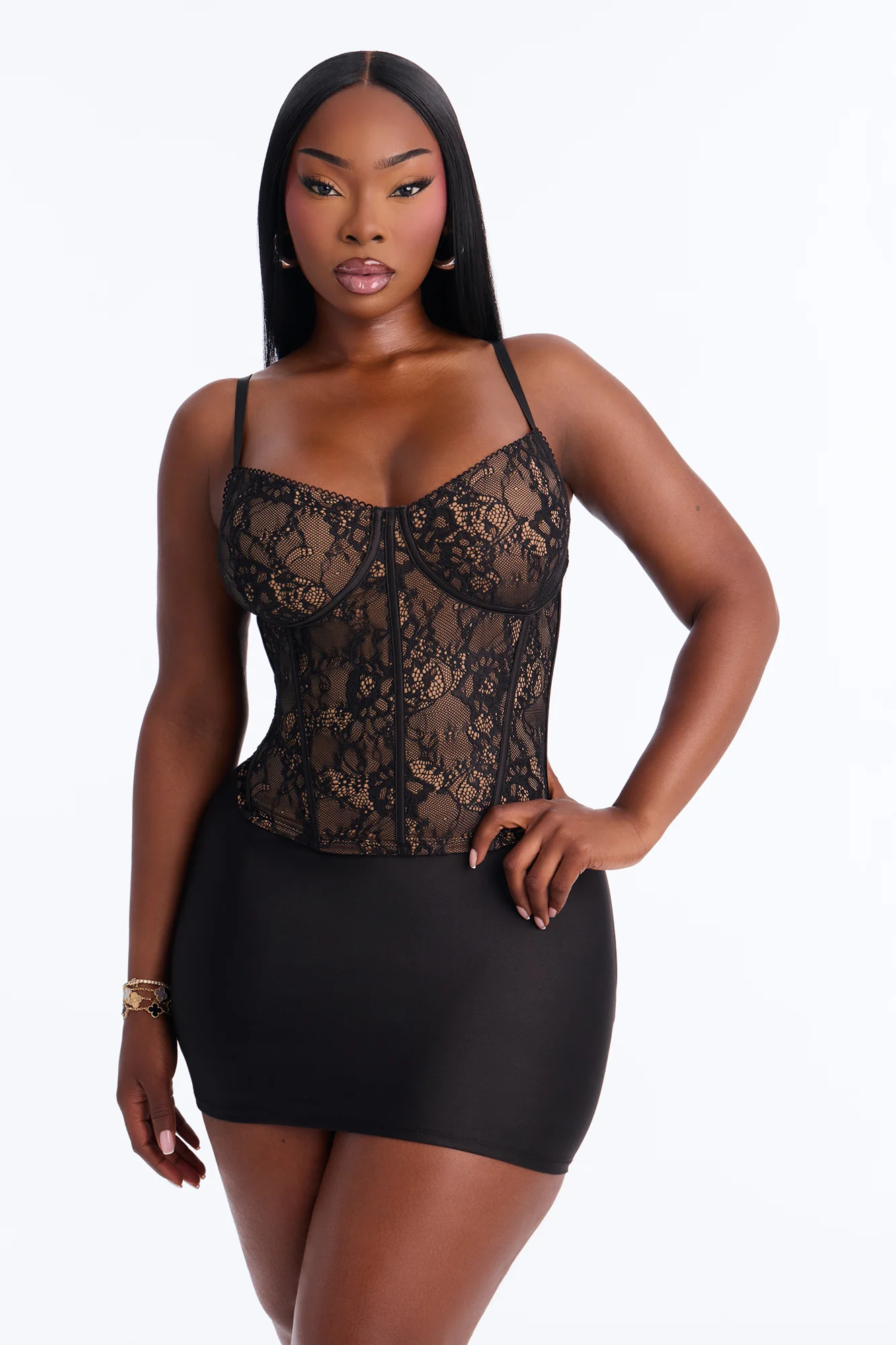 Marina Lace Corset Top - Black - Image 2
