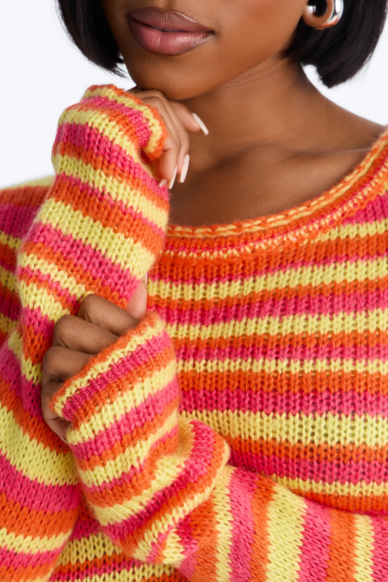 Marina Striped Long Sleeve Sweater - Orange/combo - Image 3