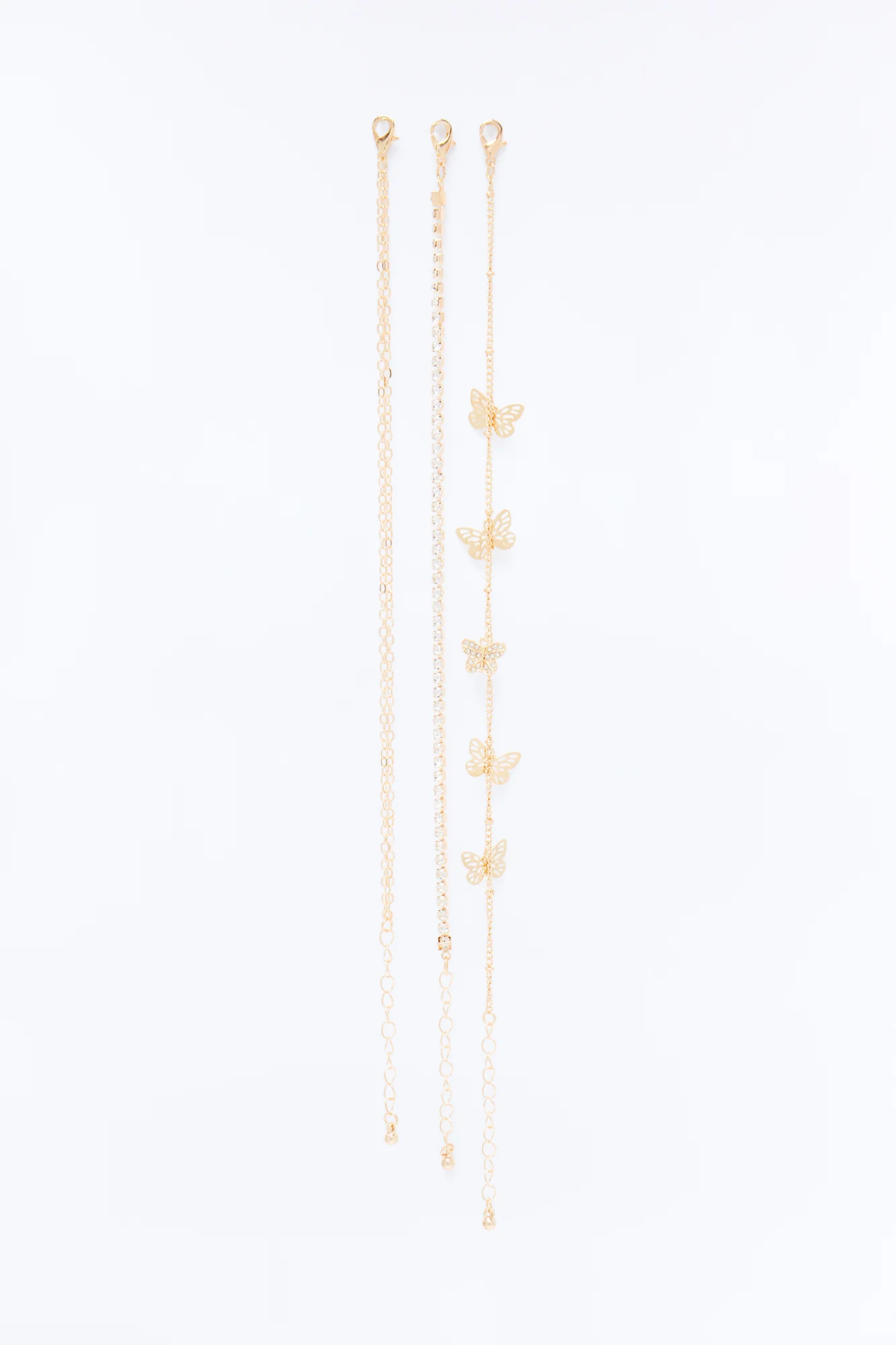 Mariposa Wings 3 Piece Anklet Set - Gold - Image 2