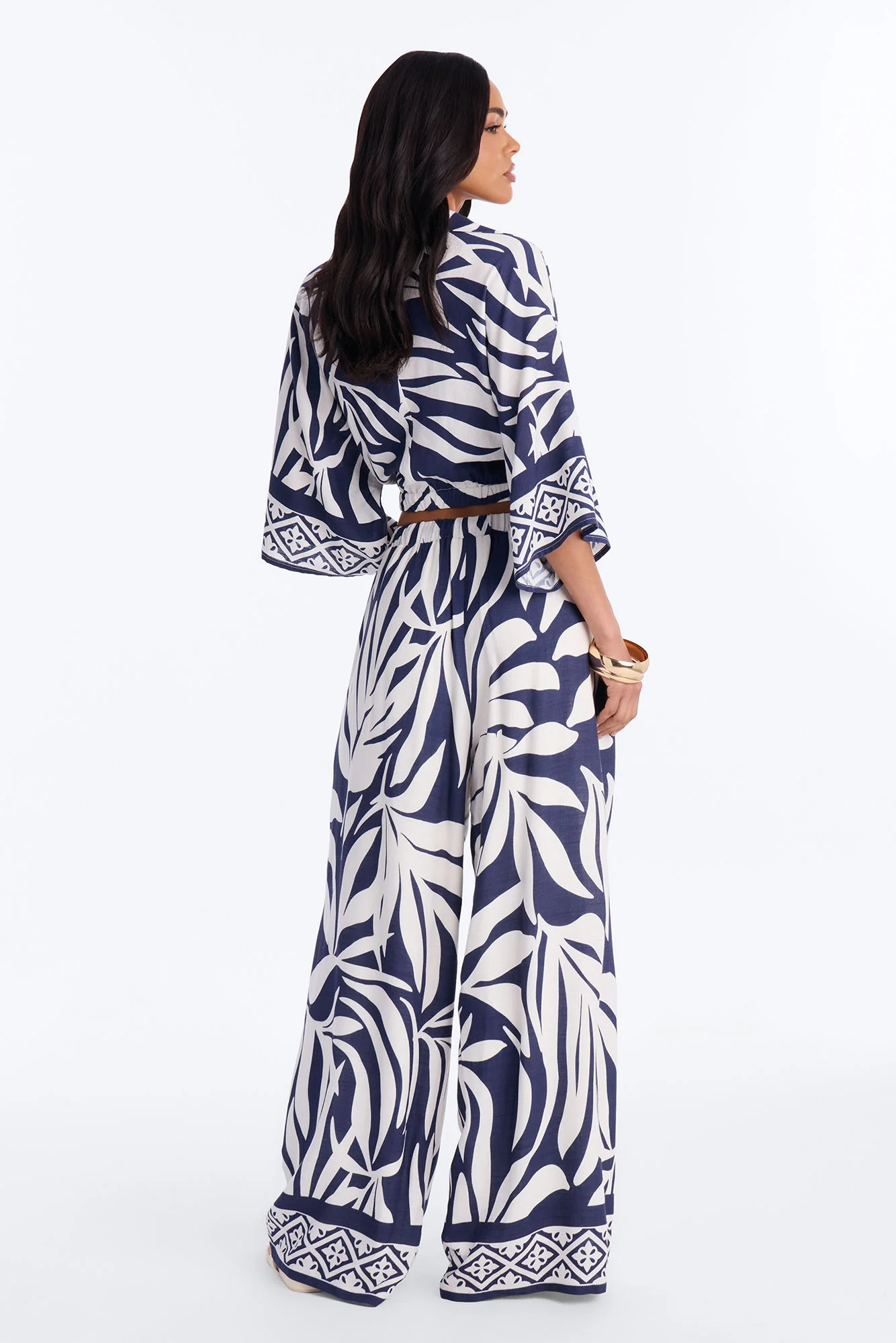 Marissa Linen Floral Pant Set - Navy/combo - Image 4