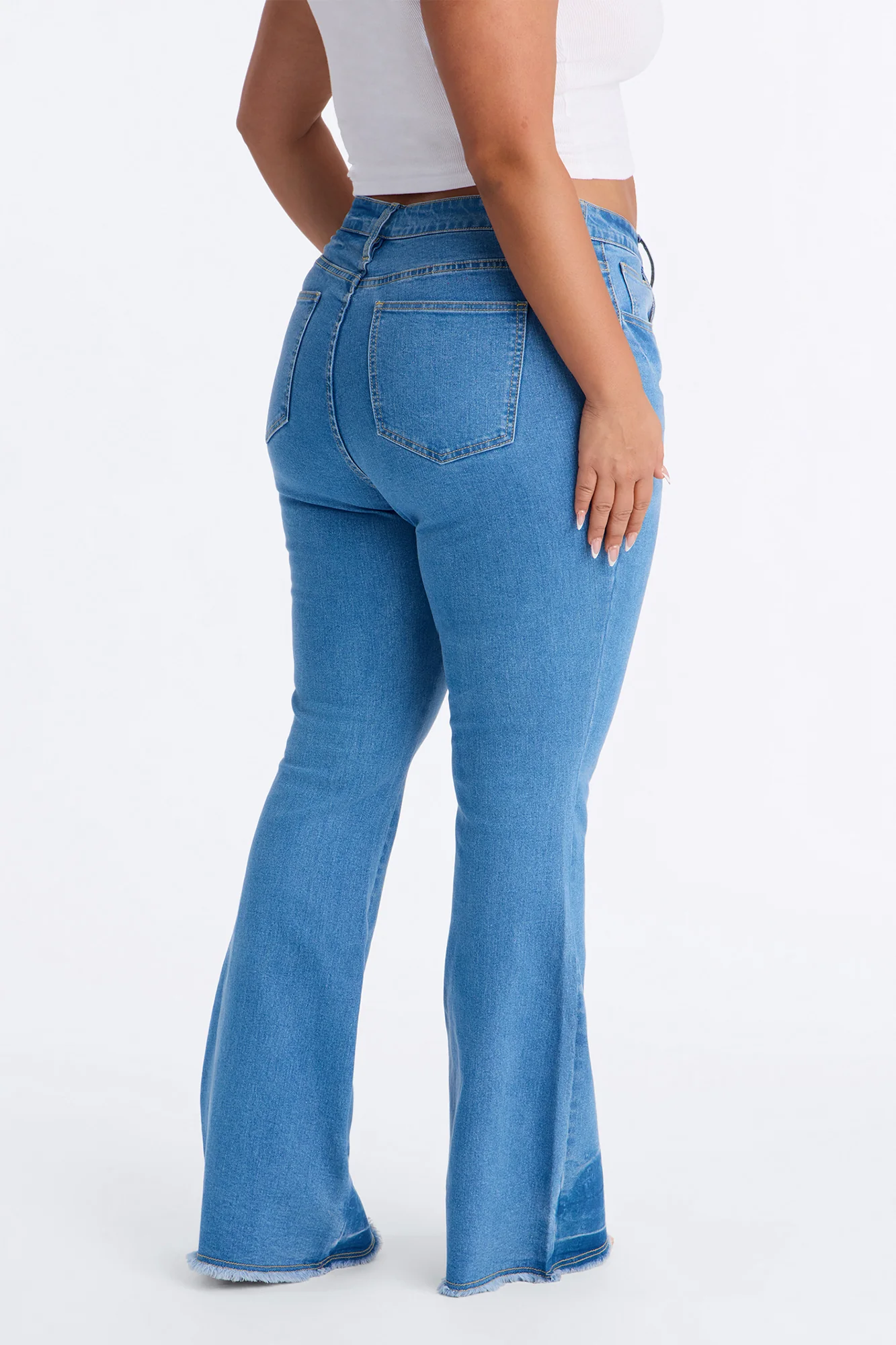 Marlow High Rise Stretch Flare Jeans - Medium Wash - Image 4