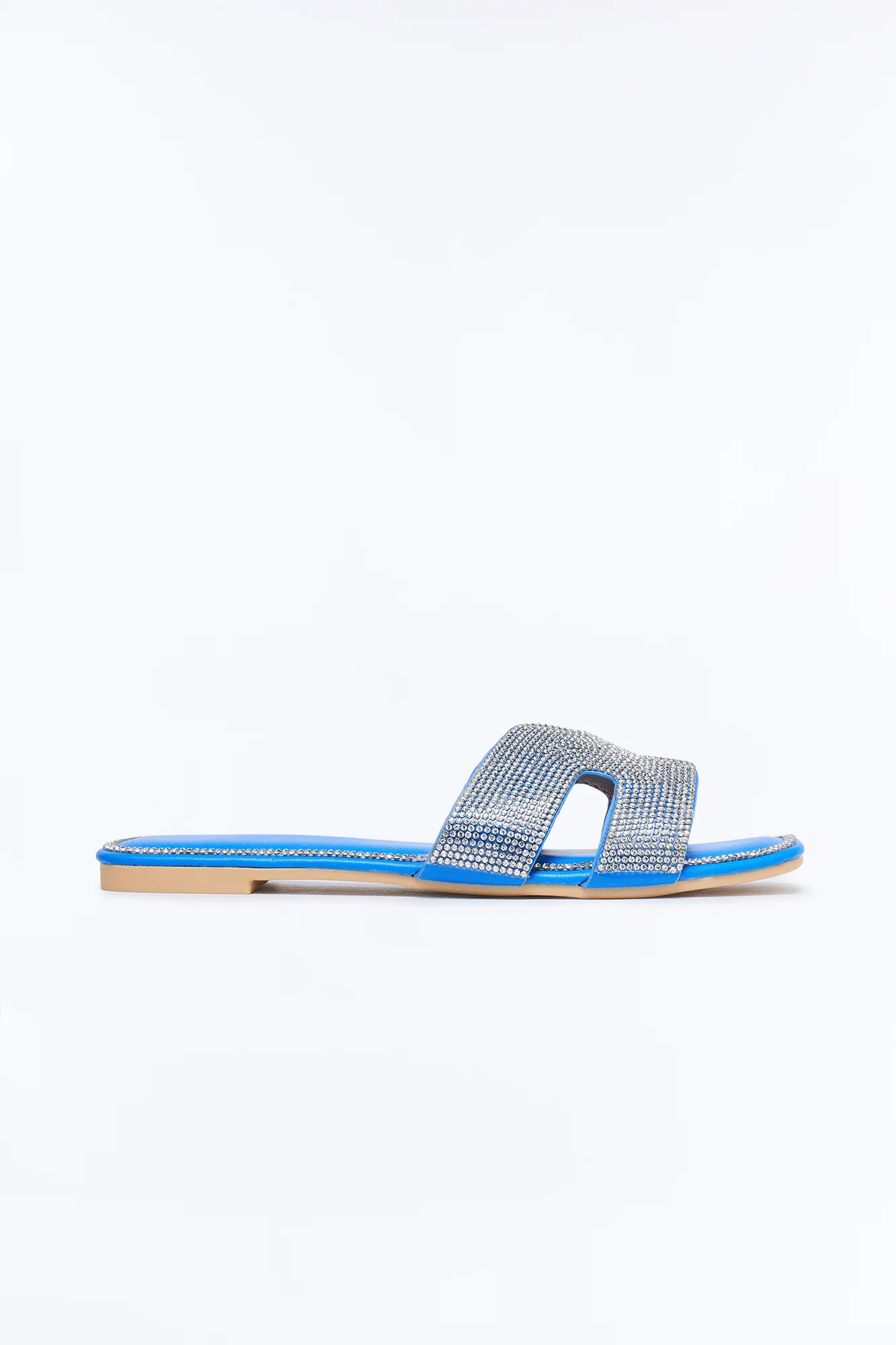 Marta Rhinestone Slip On Sandals - Royal - Image 3
