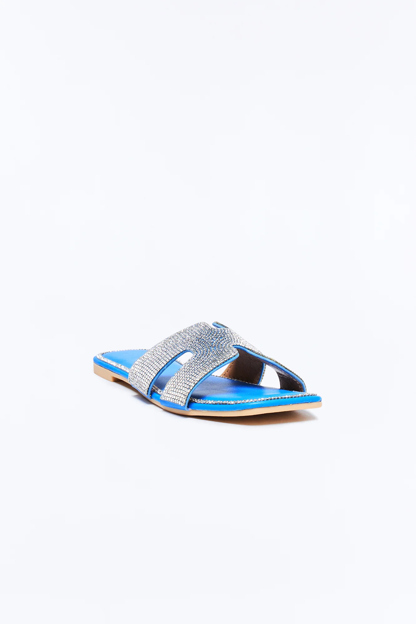 Marta Rhinestone Slip On Sandals - Royal - Image 4