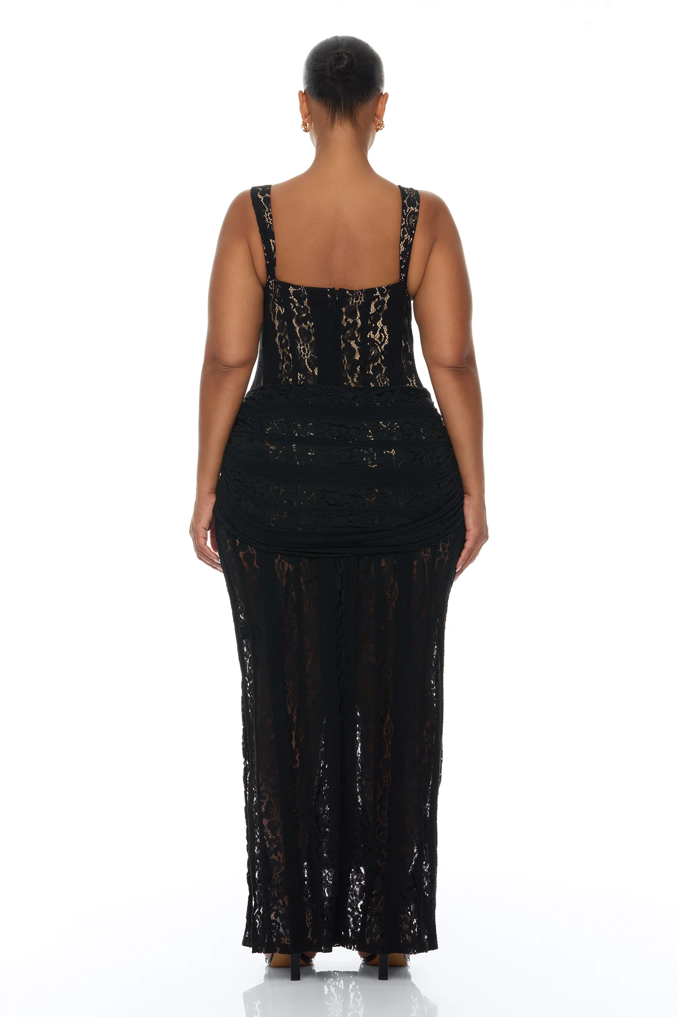 Martina Draped Lace Maxi Dress - Black - Image 8
