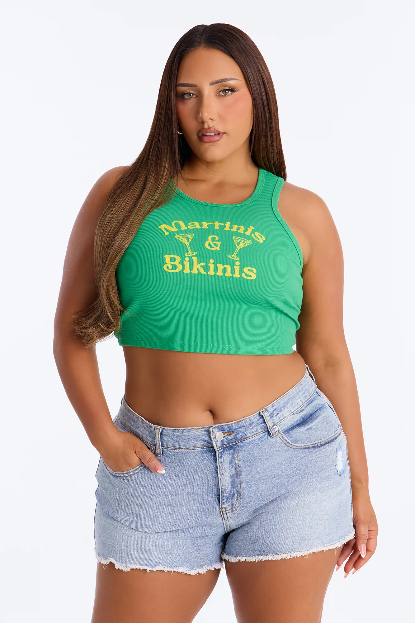 Martinis and Bikinis Ribbed Tank Top - Kelly Green - Image 5