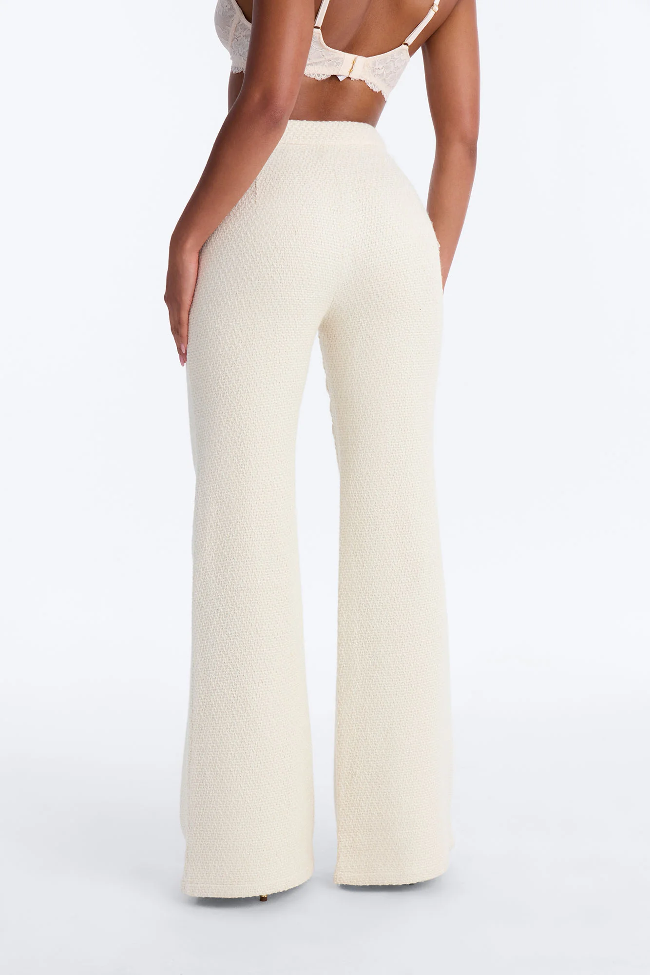 Mary Jane Wide Leg Tweed Pants - Ivory - Image 4