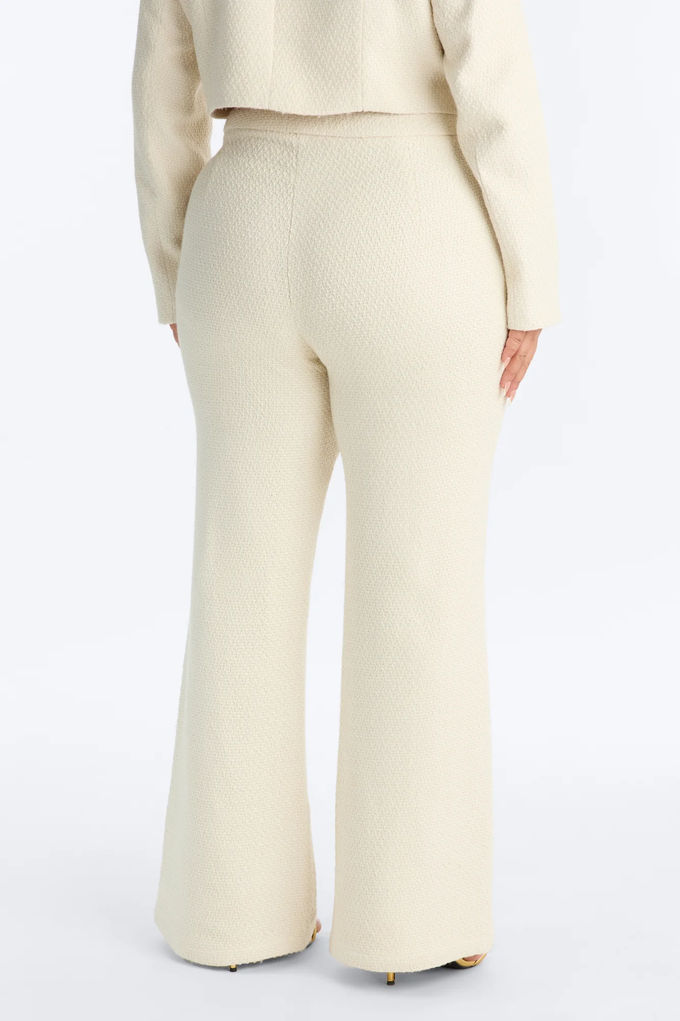 Mary Jane Wide Leg Tweed Pants - Ivory - Image 7