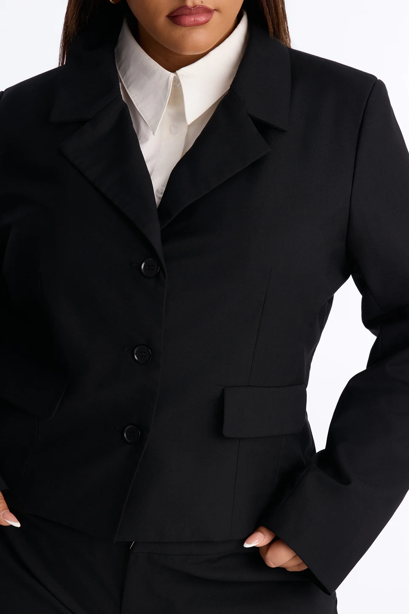 Mary Kate Layered Single Breasted Blazer - Black - Image 7