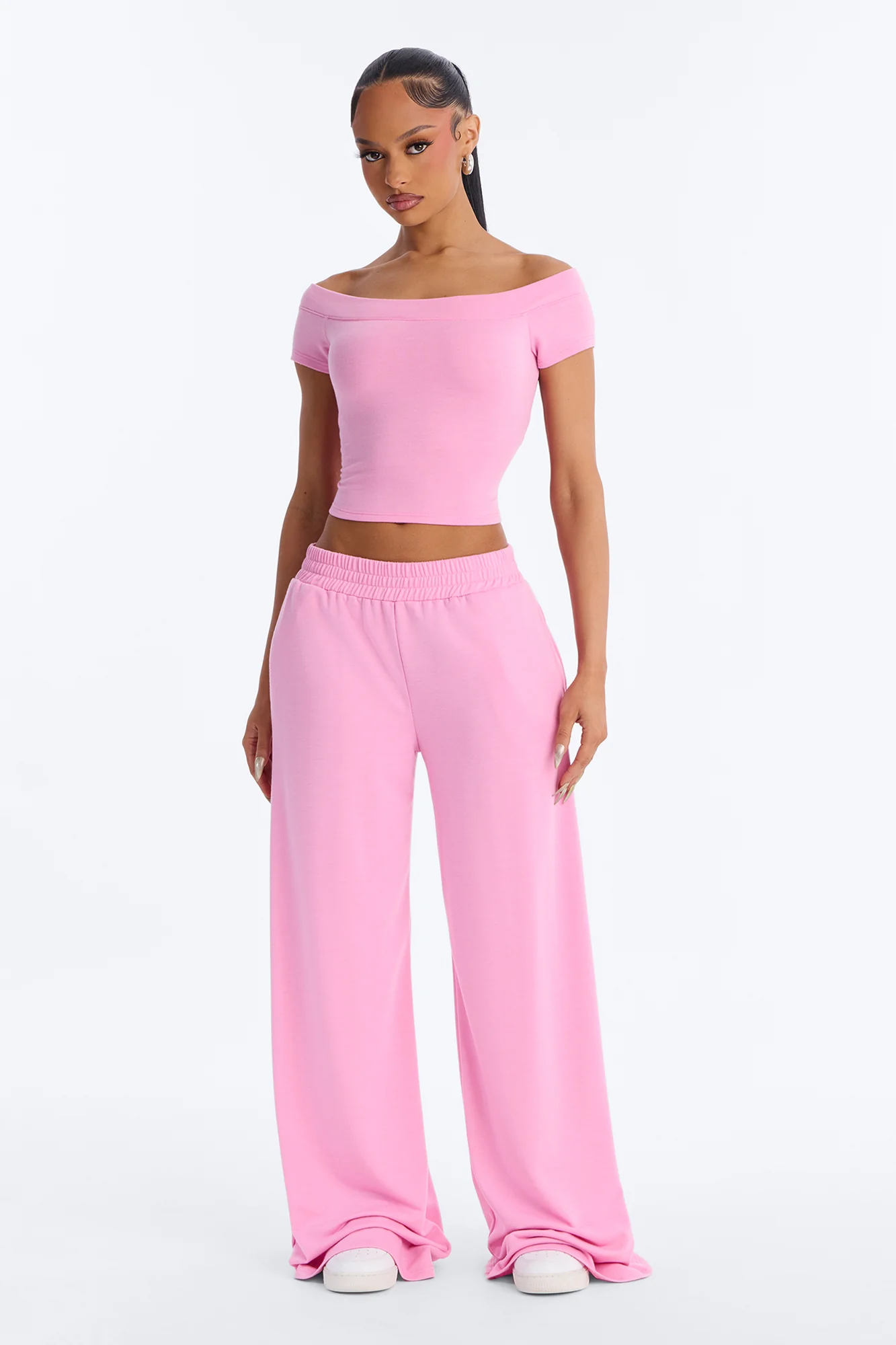 Maya Easy French Terry Pant Set - Pink