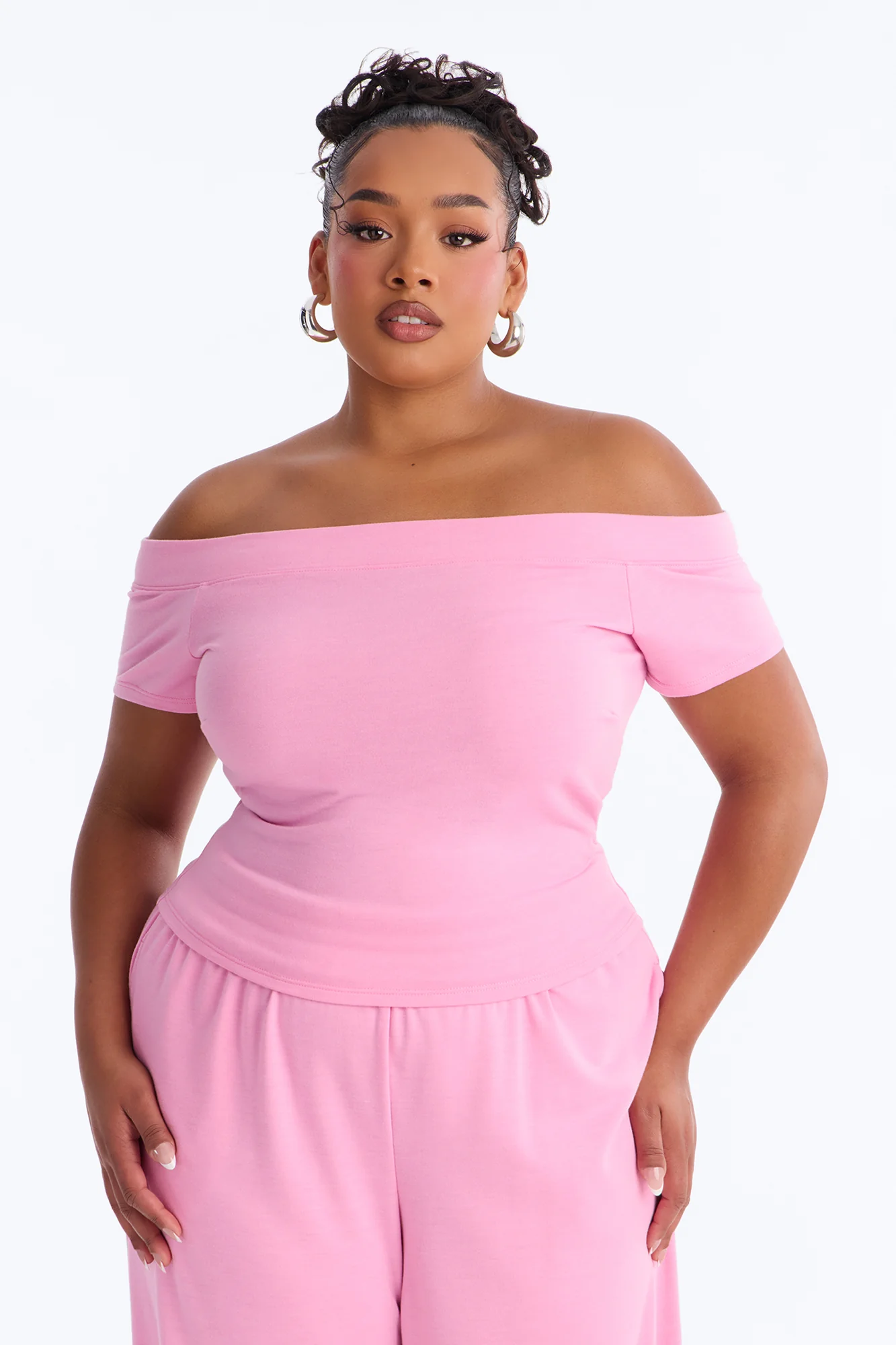 Maya Easy French Terry Pant Set - Pink - Image 5