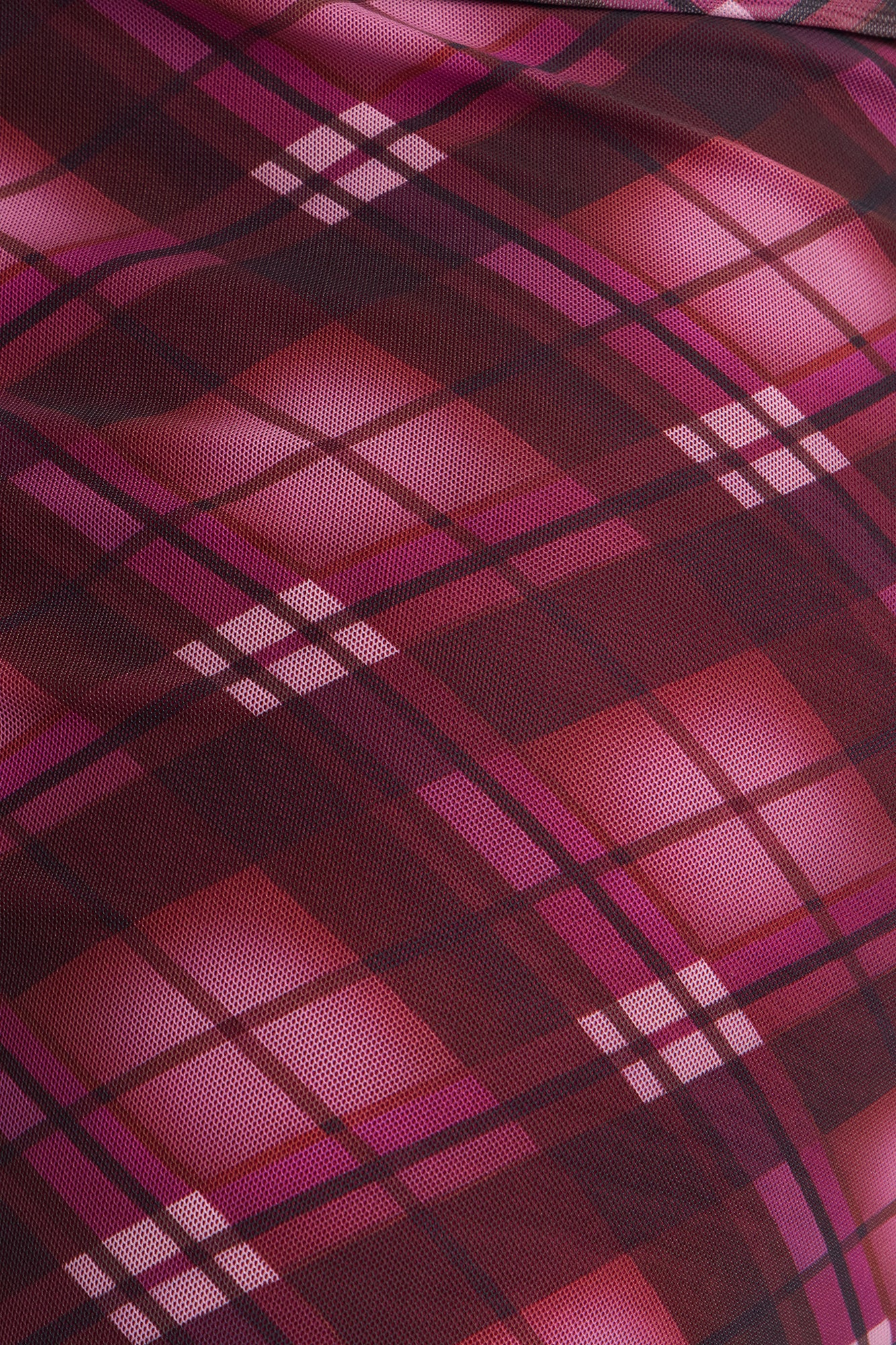 Mayla Mesh Plaid Skirt Set - Burgundy/combo - Image 4